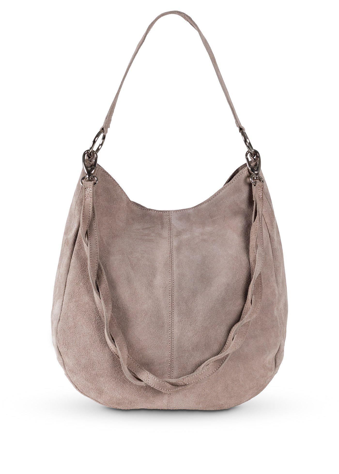 Zeitlose Ledertasche mit geflochtenem Tragehenkel (95215695) in taupe