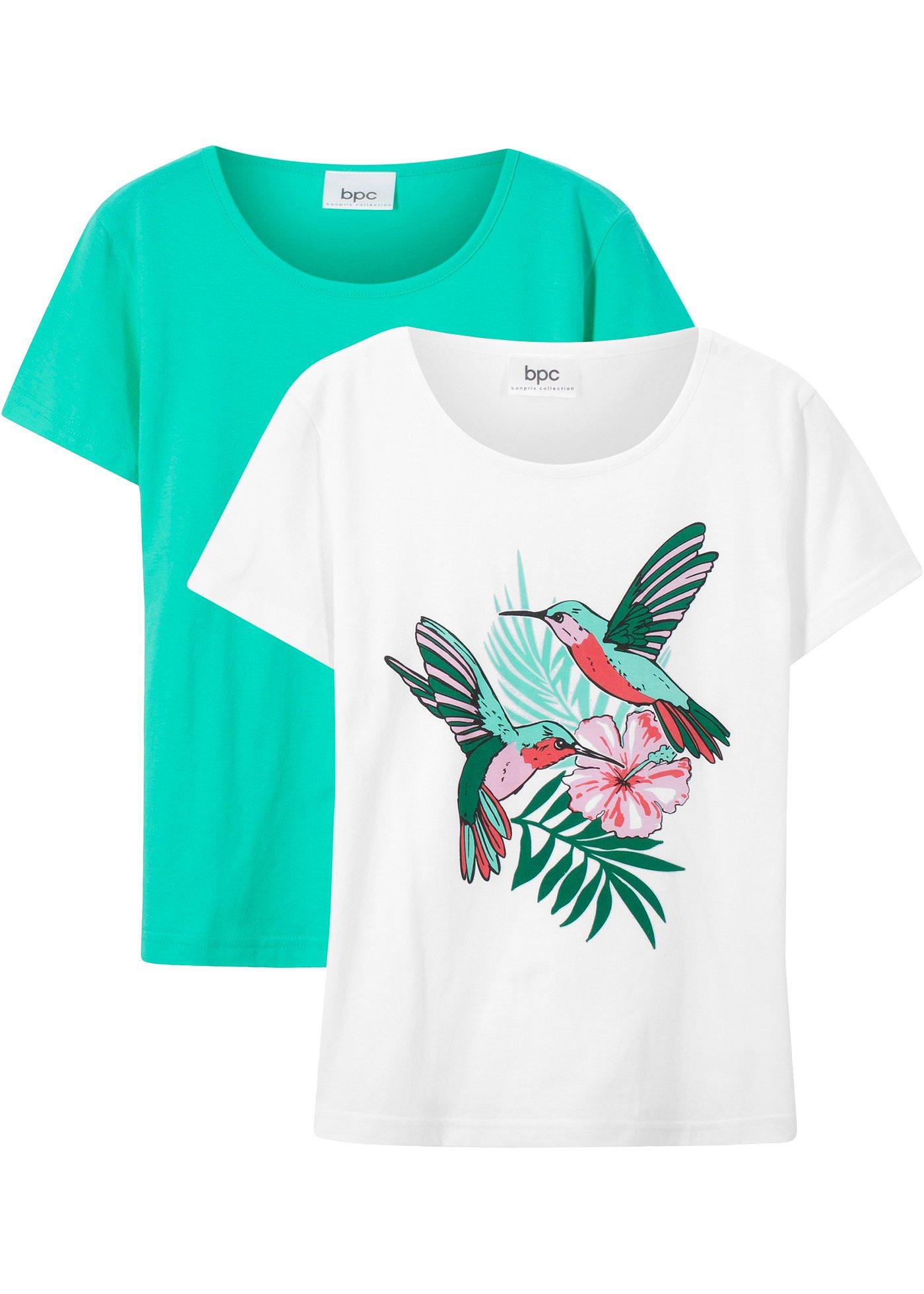 Sommerliches T-Shirt mit Print (90539695) in weiß/aquamaringrün