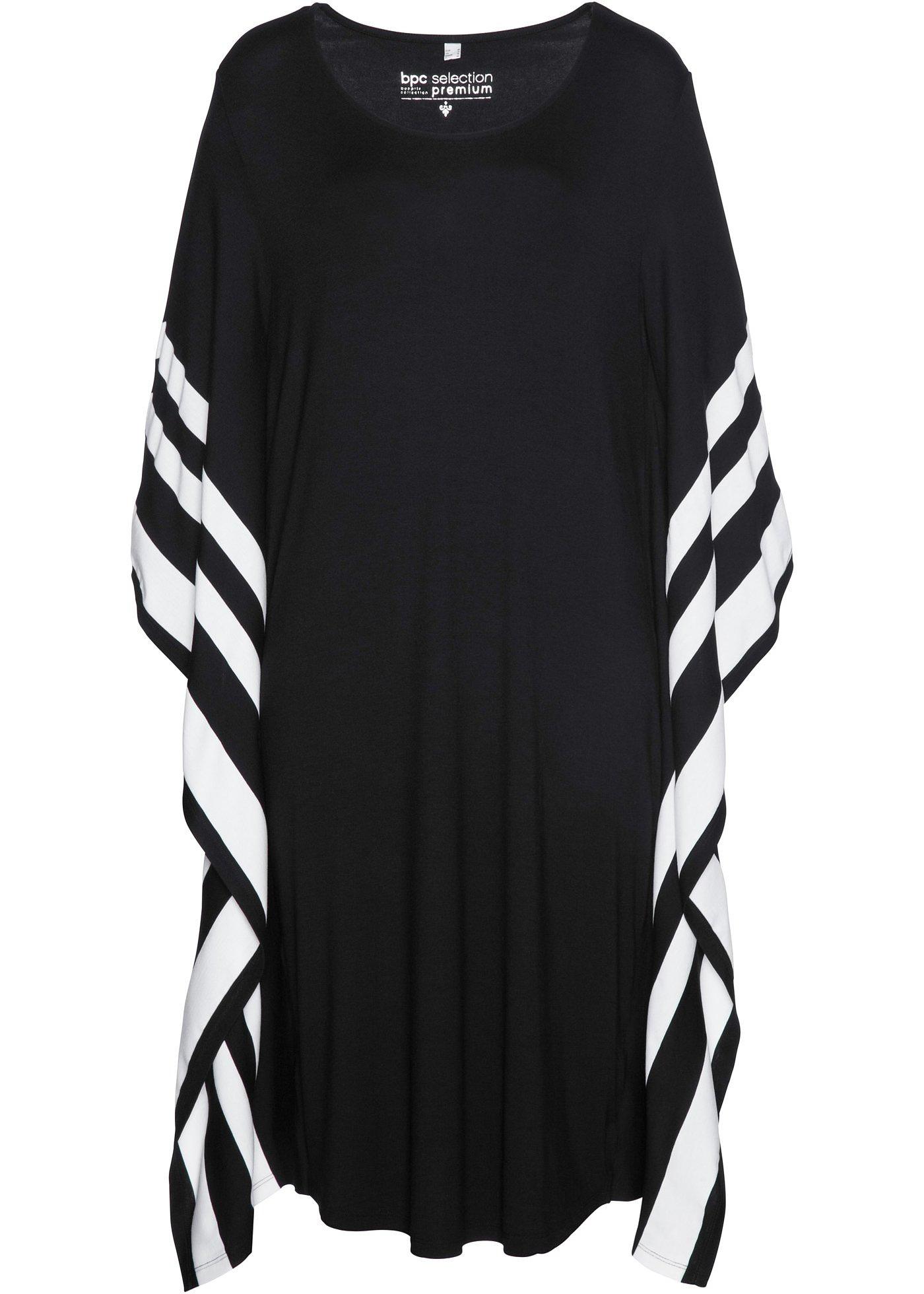 Weiter Shirtkaftan mit Flügelärmeln und rundem Ausschnitt (90410295) in schwarz/weiß