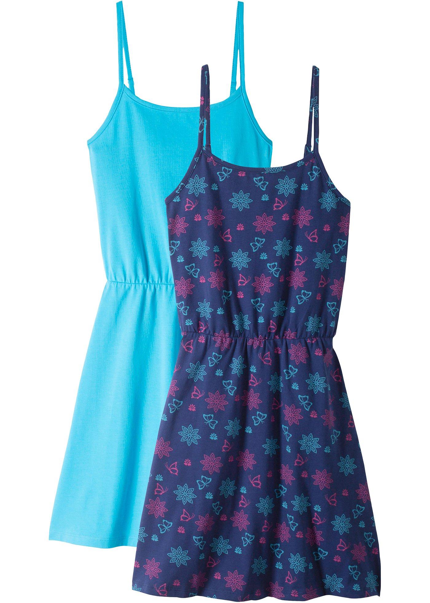 Mädchen Sommer-Jerseykleid (2er-Pack) (96715195) in mitternachtsblau/türkis