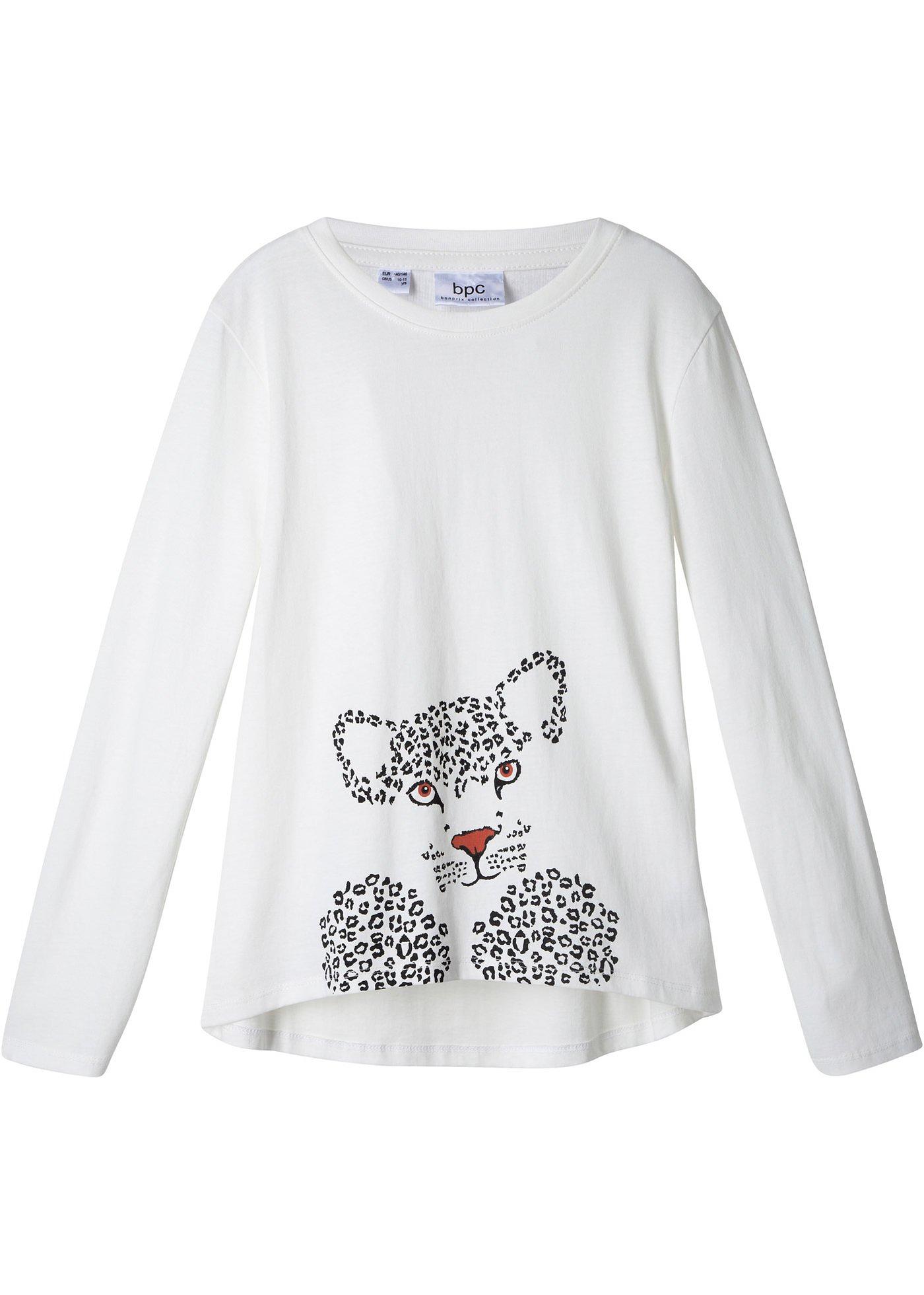 Klassisches Langarmshirt mit Tier-Print auf der Vorderseite. (94963295) in wollweiß