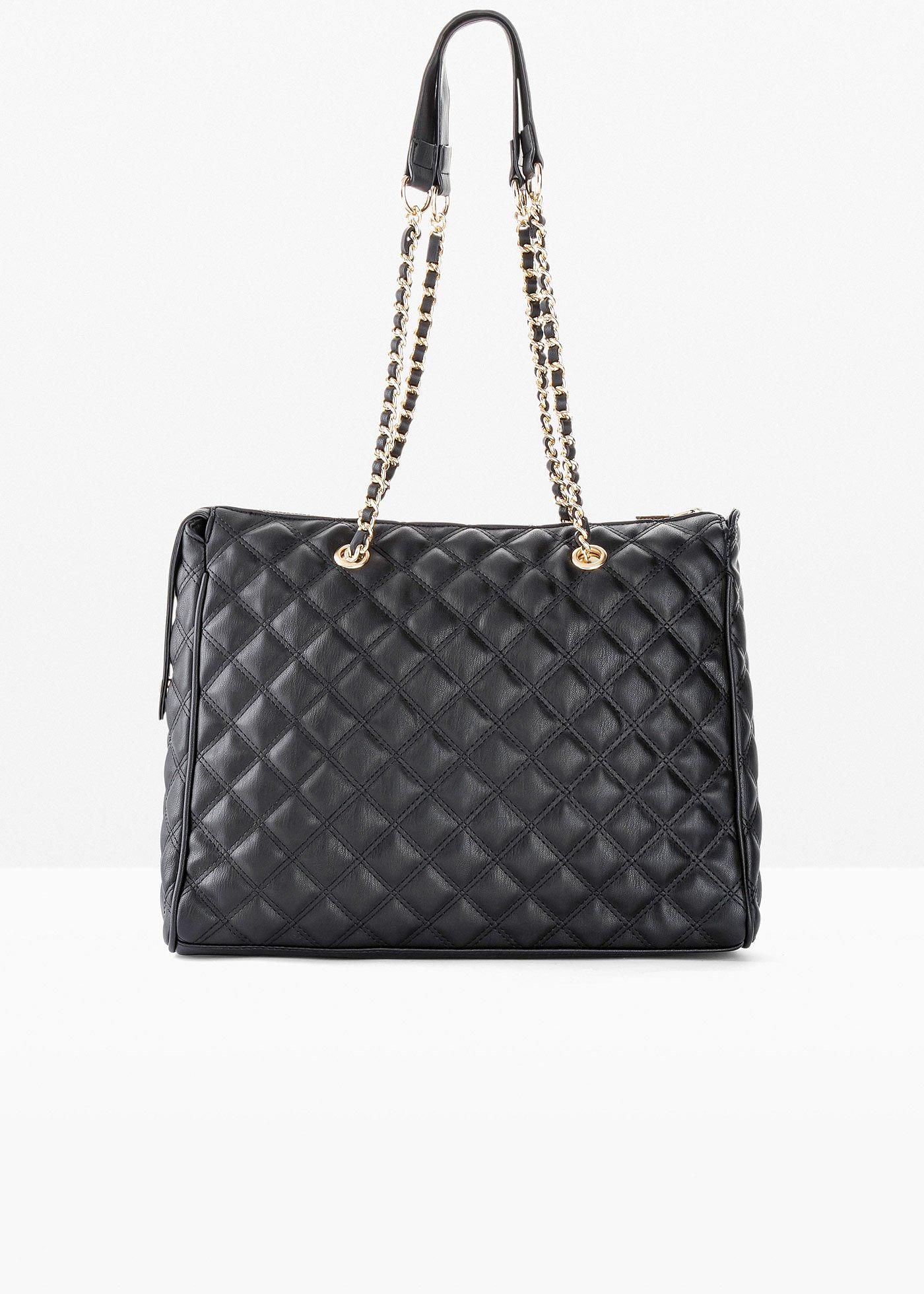 Modische Handtasche mit Steppmuster (92633795) in schwarz/goldfarben