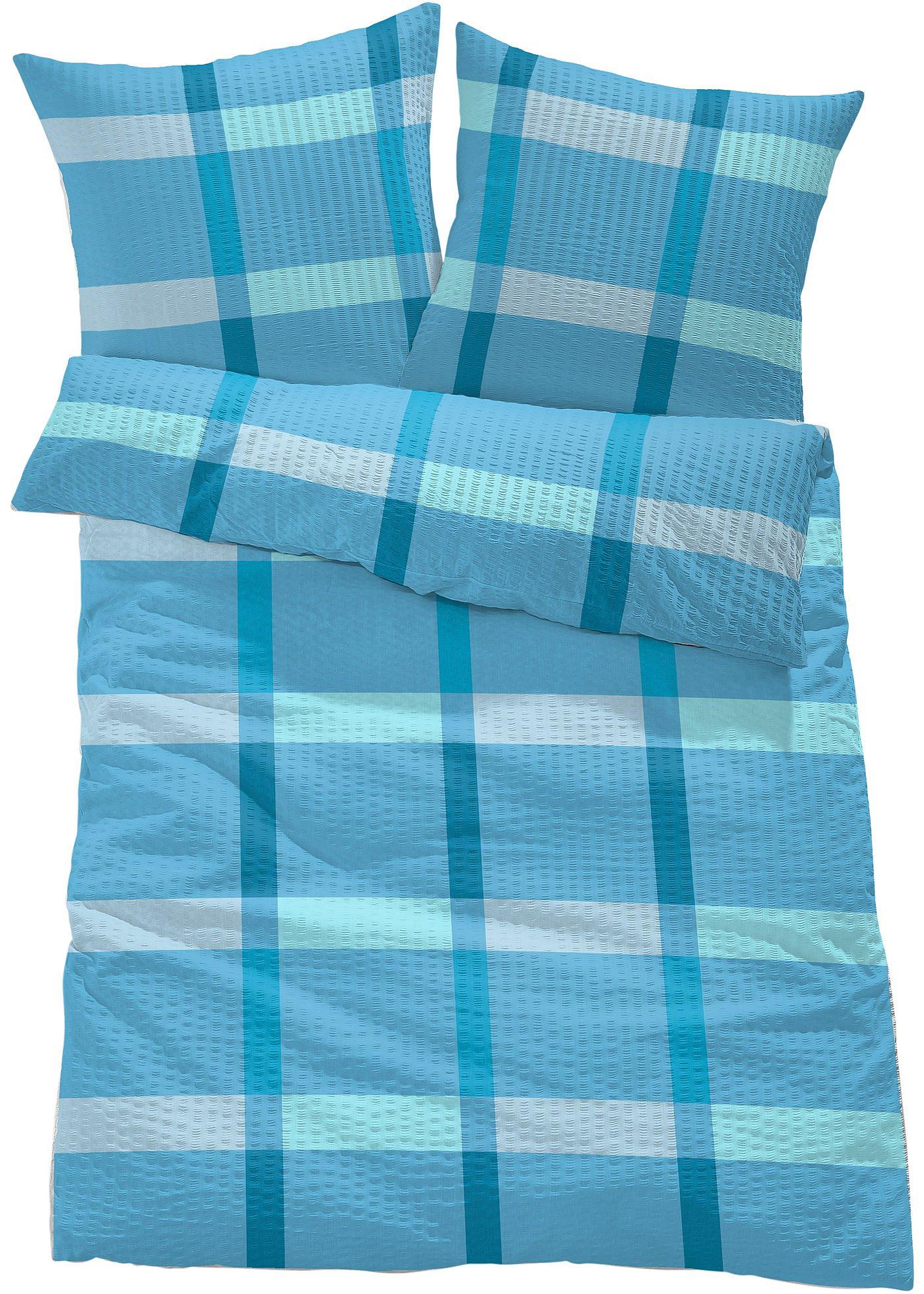 Bettwäsche mit Karodesign (93616095) in blau