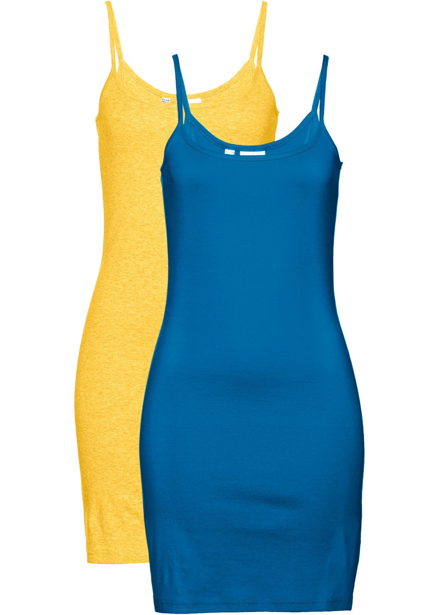 Spaghettiträger-Kleider im Zweierpack (90393881) in polarblau+kanariengelb