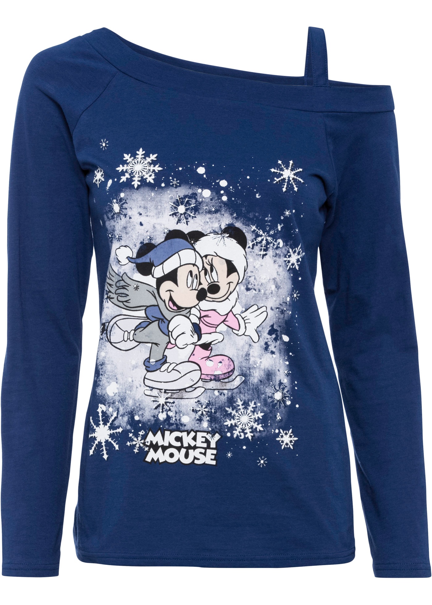 Modisches Mickey Mouse Langarmshirt mit Cut-Out an der Schulter (94928281) in mitternachtsblau bedruckt