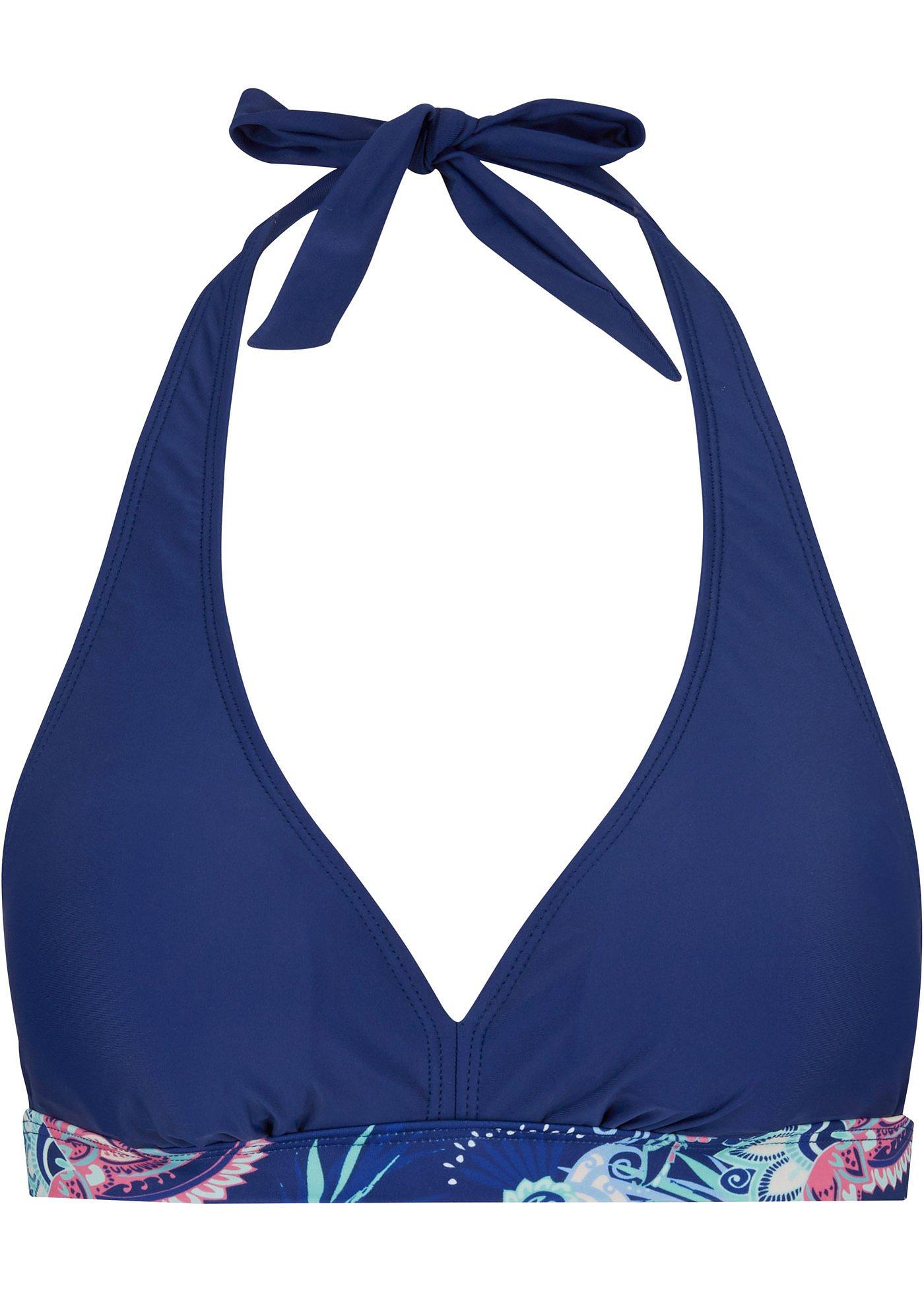 Modisches Neckholder Bikini Oberteil mit verstellbarer Unterbrust (90924295) in blau