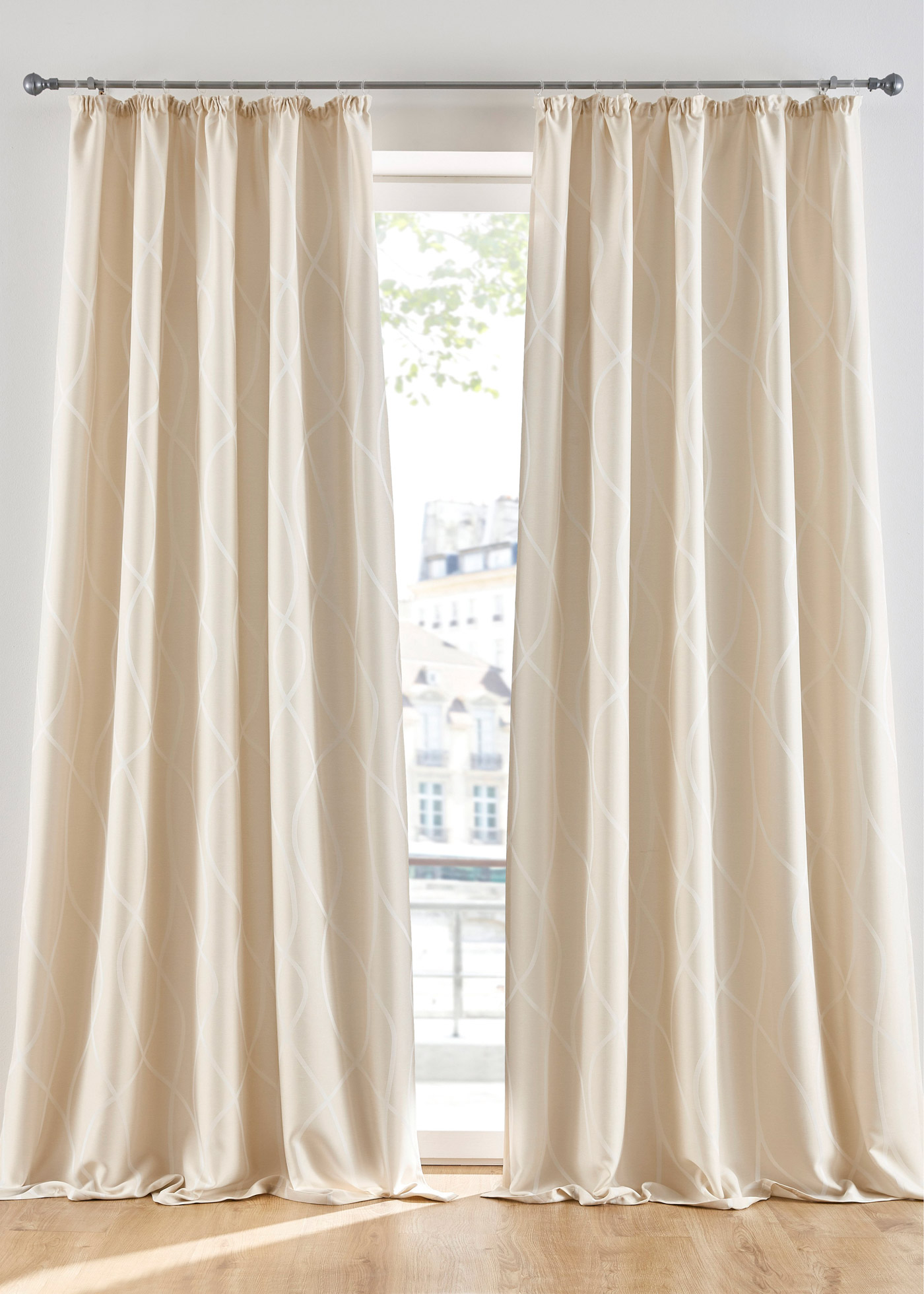 Blickdichter Vorhang mit moderner Jacquard-Musterung (93837595) in creme
