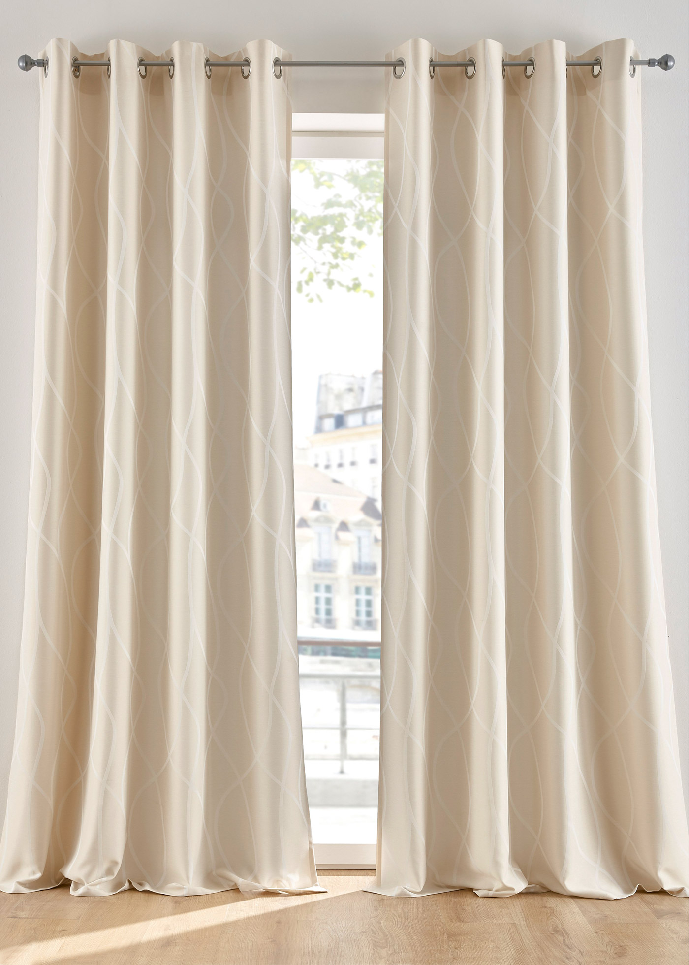 Blickdichter Vorhang mit moderner Jacquard-Musterung (93837695) in creme