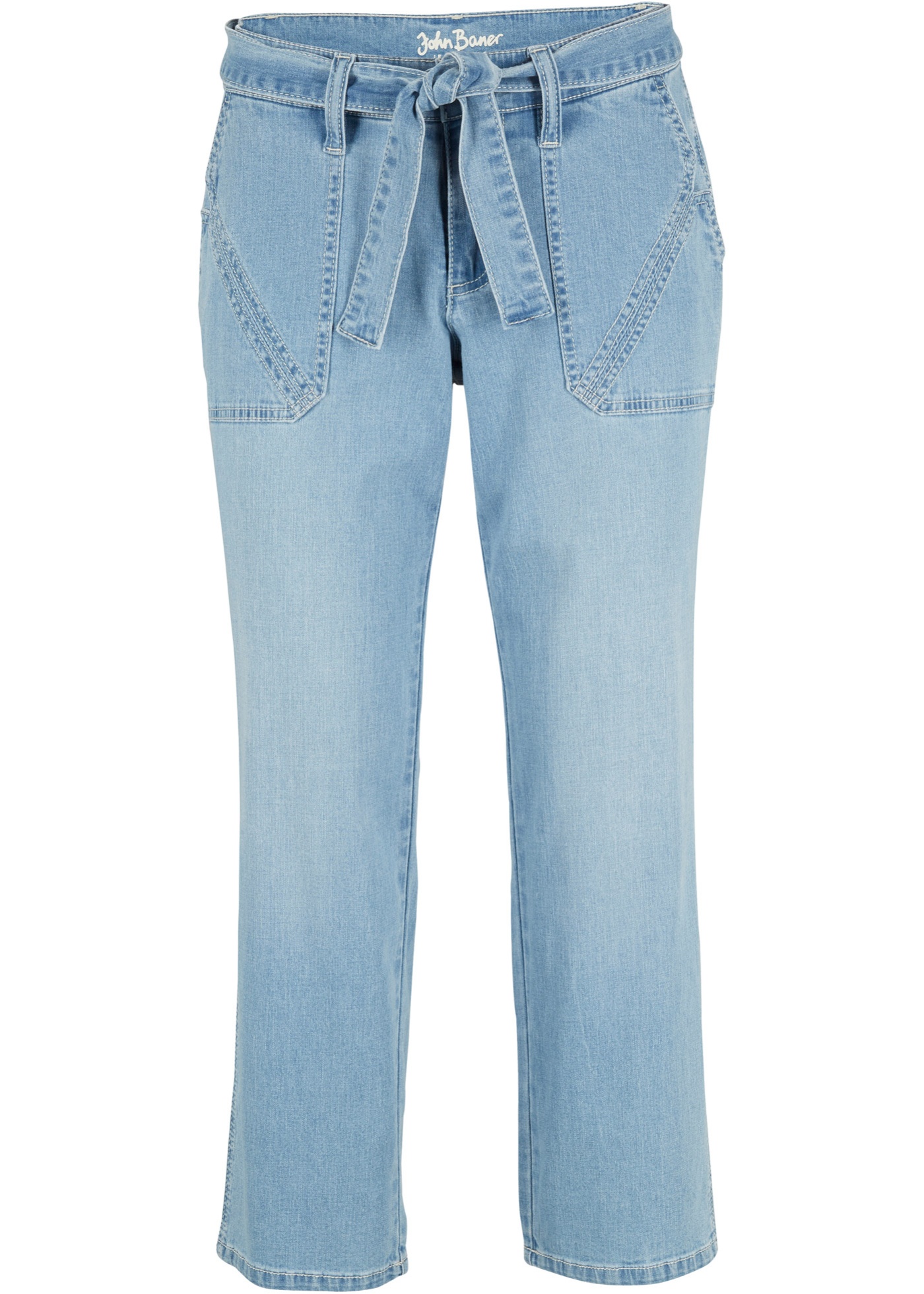 Legere Stretch-Jeans mit Gürtel, Wide (93121581) in hellblau