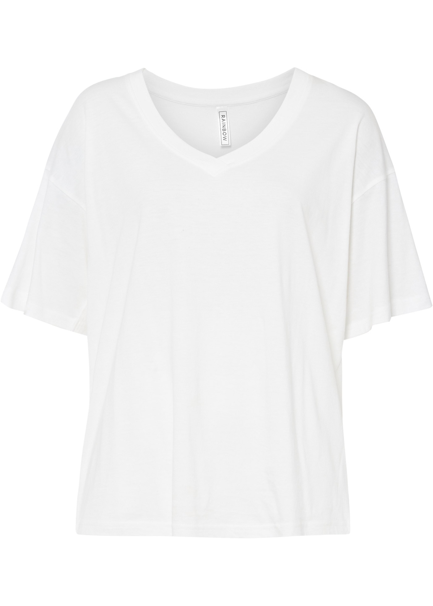 Locker geschnittenes T-Shirt mit V-Ausschnitt (90730495) in wollweiß