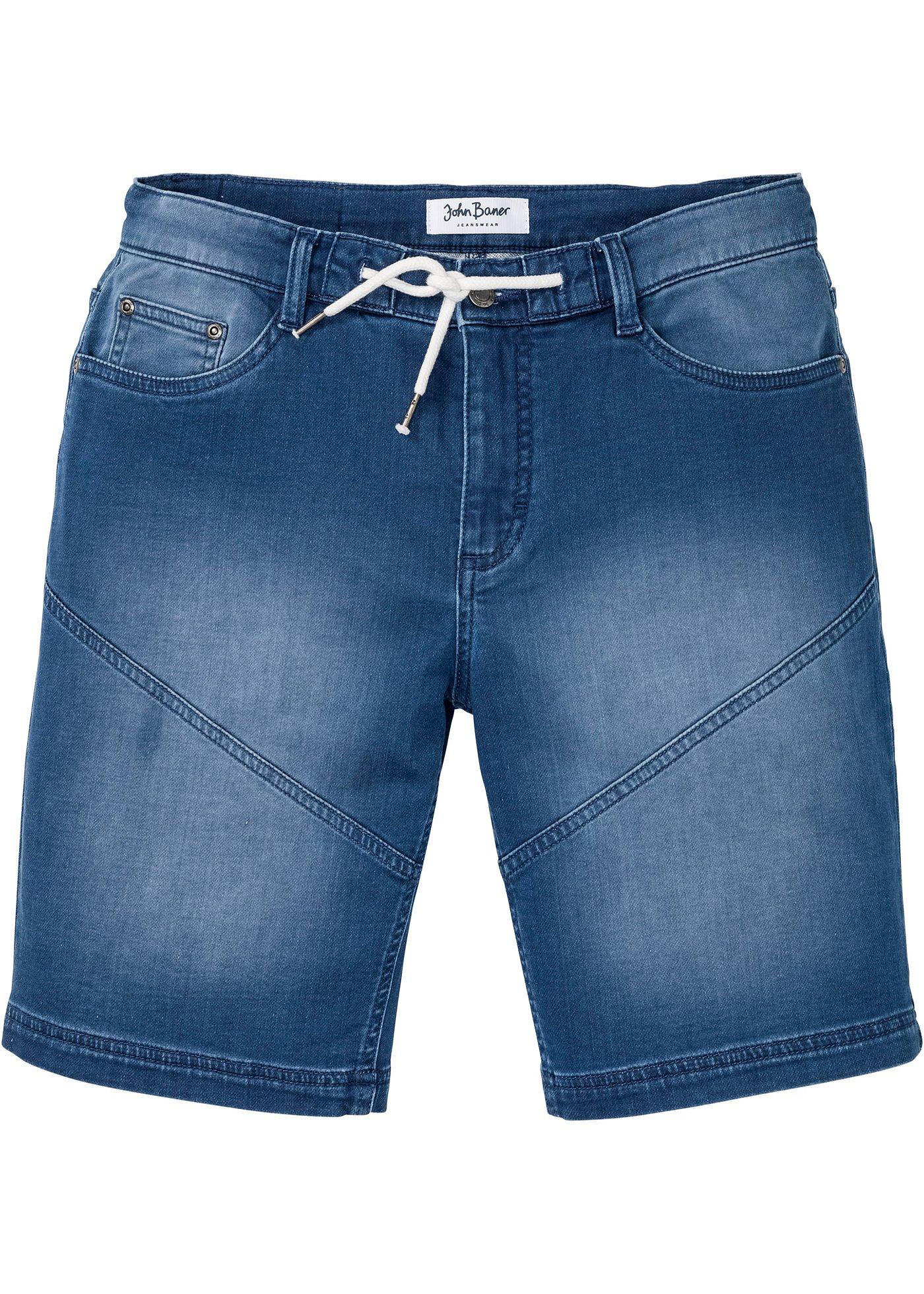 Kernige Regular Fit Stretch-Jeans-Bermuda mit Teilungsnähten (92843681) in hellblau denim