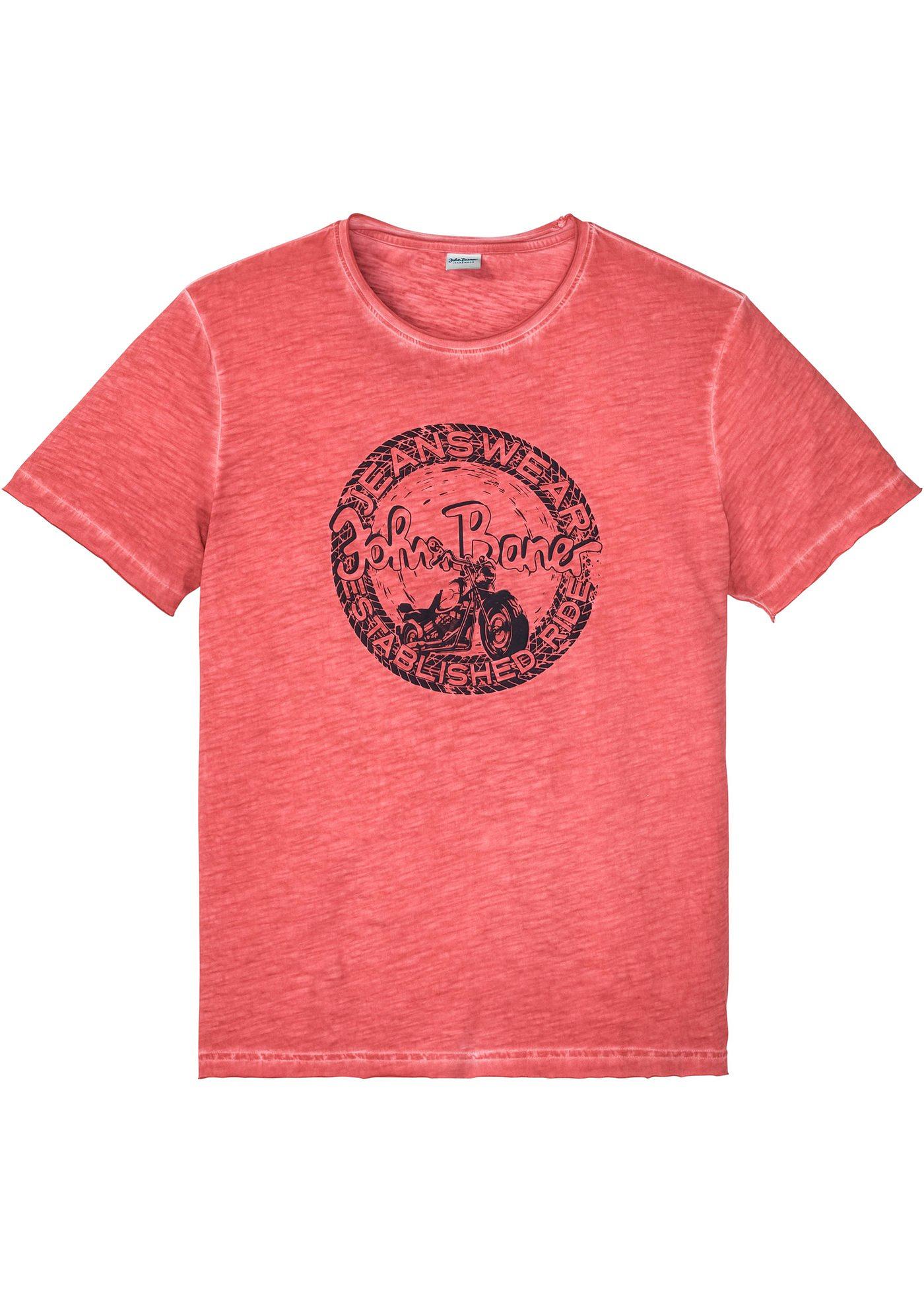 Angesagtes T-Shirt in gewaschener Optik (92805281) in hummer used bedruckt