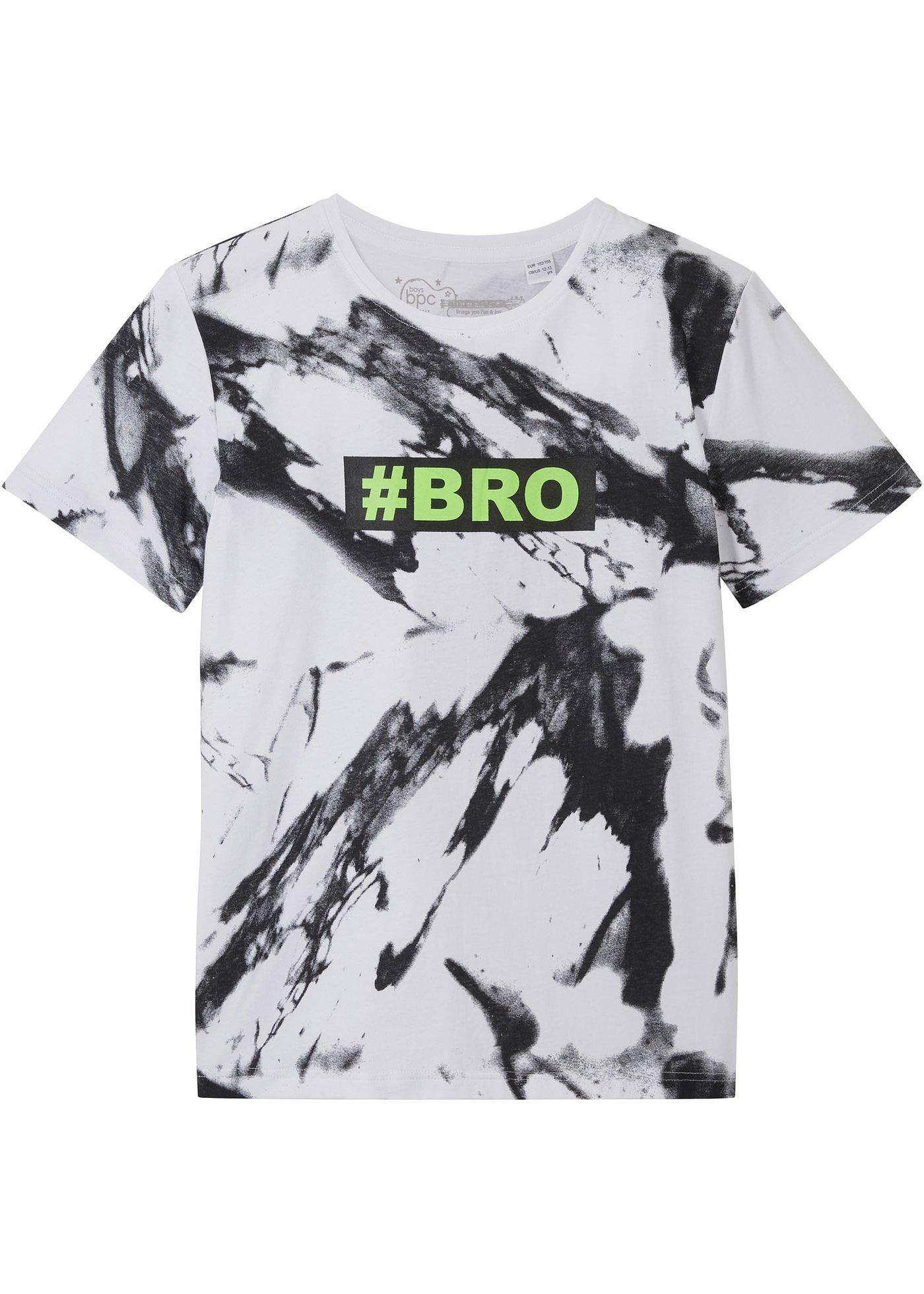 Angesagtes Shirt mit BRO-Print (91396295) in weiß/schwarz bedruckt