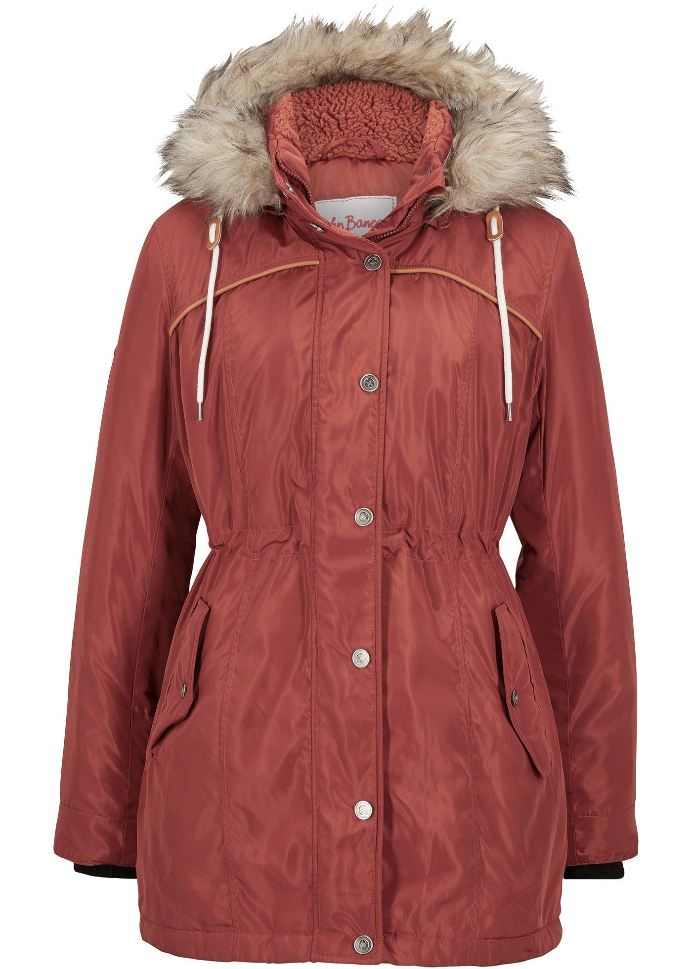 Modische Winterjacke mit Kunstpelz (92437495) in rotbraun