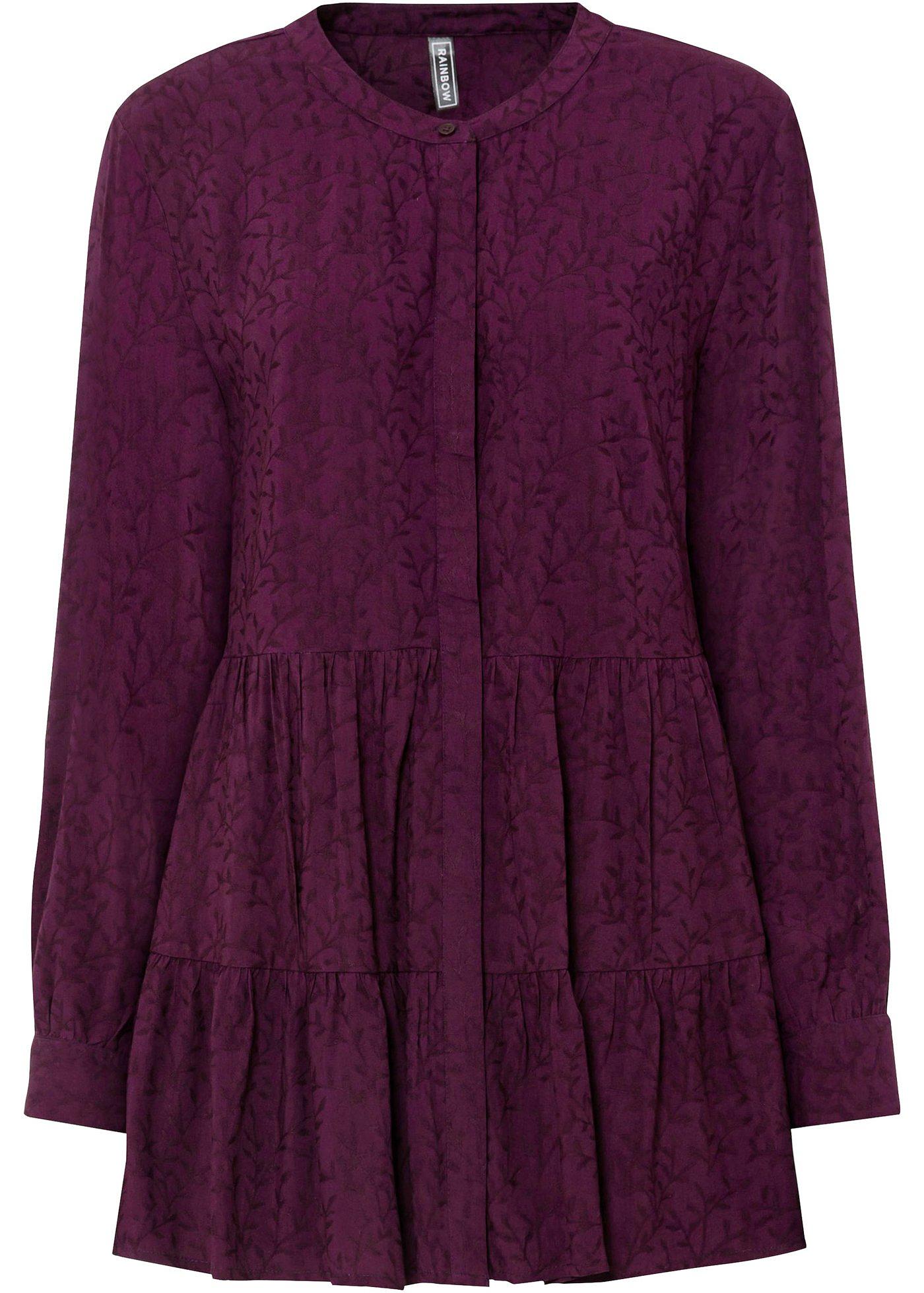 Stylische Longbluse in A-Linie (91071895) in holunderbeere