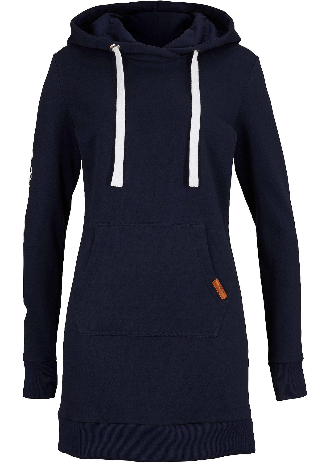 Long-Kapuzensweatshirt mit Print am Arm (90957195) in dunkelblau bedruckt