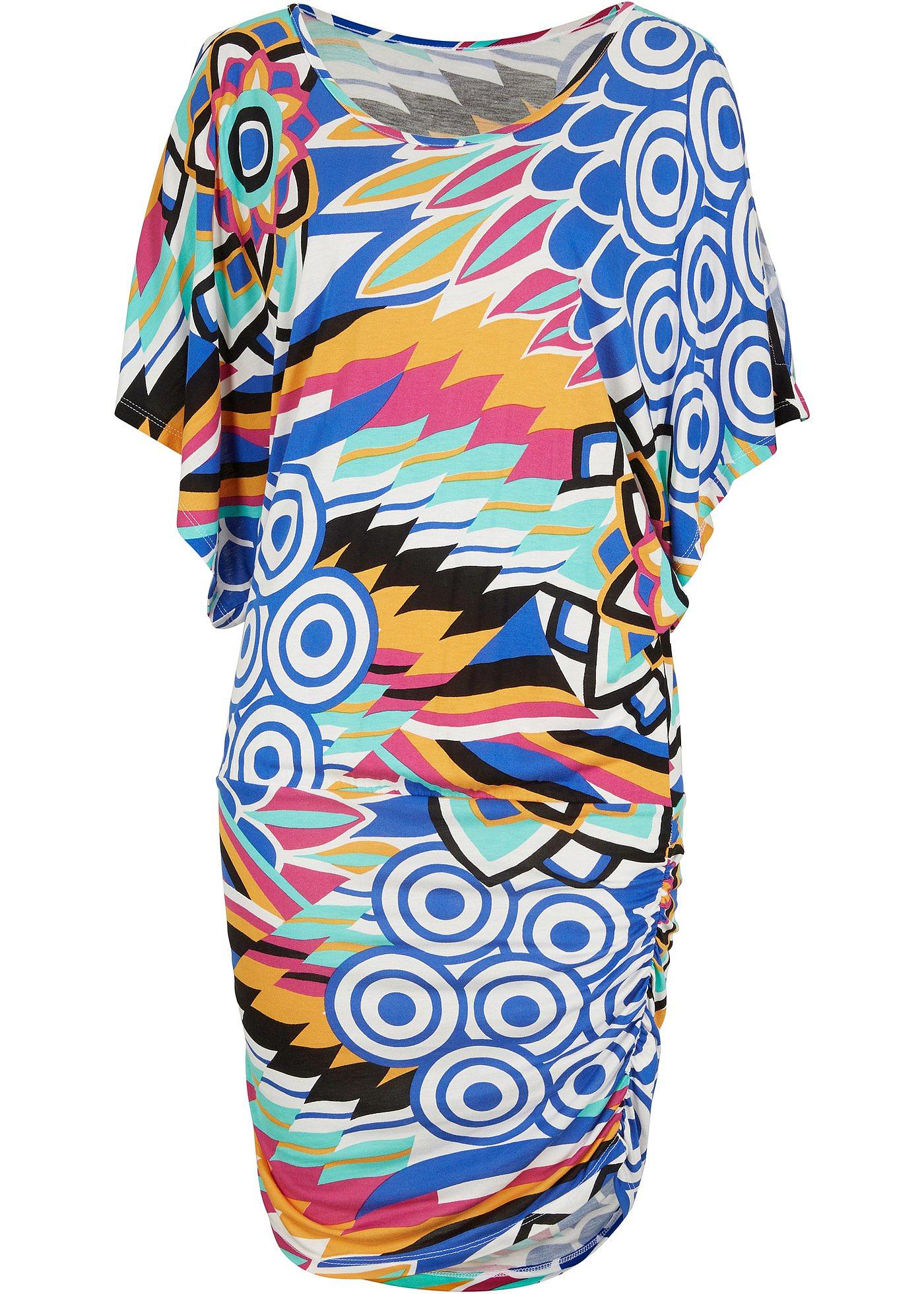 Geschmackvolles Cold-Shoulder Strandshirt (91259495) in blau / bunt bedruckt