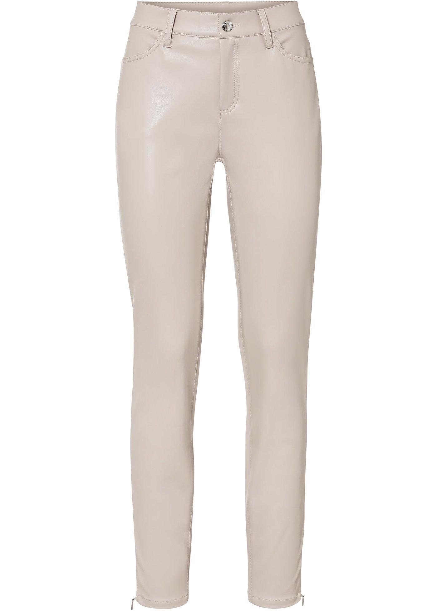 Stylische Lederimitat-Hose mit dekorativem Schlitz-Detail am Saumen. (94345295) in hellbeige