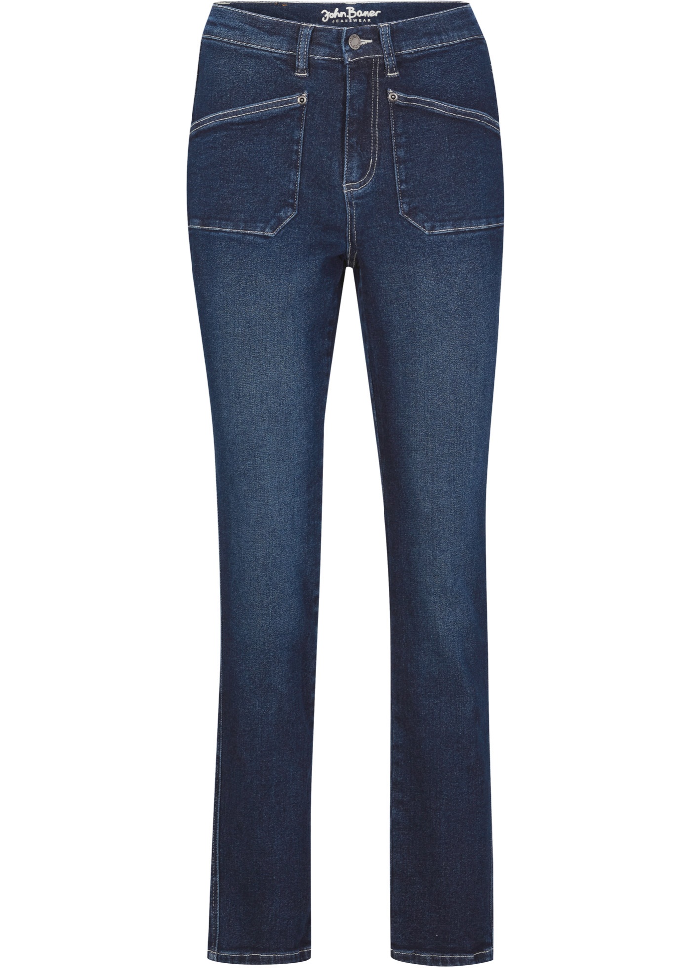Hochgeschnittene und modische Jeans mit einem hohen Bund (94712781) in dunkelblau denim used