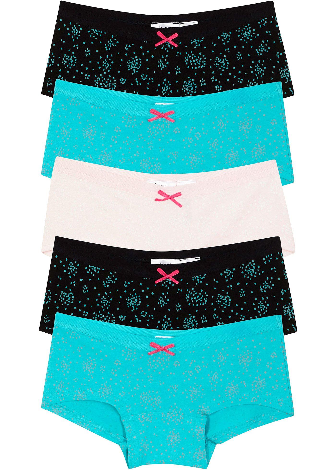 Niedliche Panty für Mädchen im 5er-Pack (95449395) in aqua + hellrosa + schwarz bedruckt