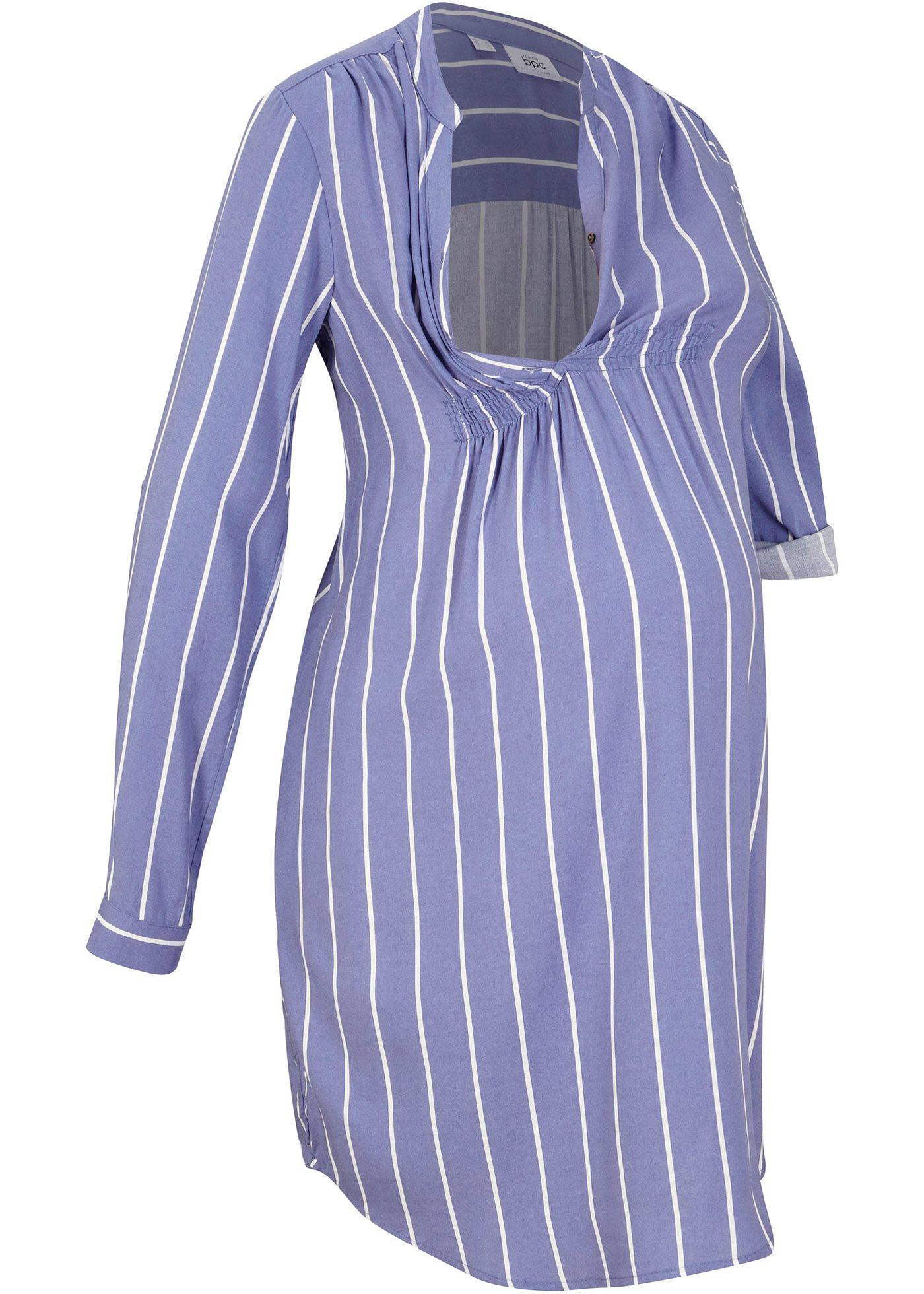 Sommerliches Umstands-Hemdkleid mit Stillfunktion (95443595) in blau / weiss gestreift
