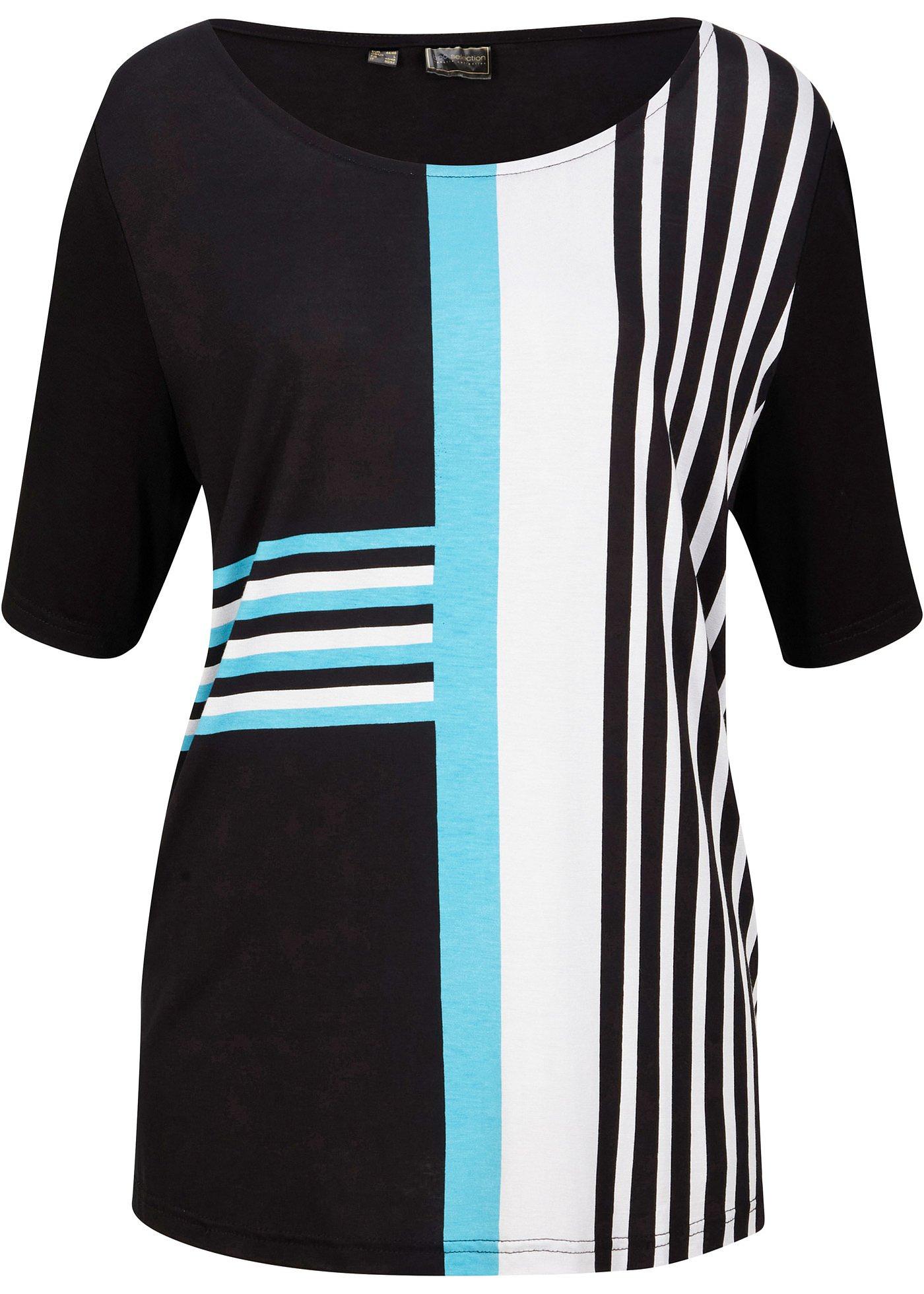 Modisches T-Shirt mit Aufdruck (95364795) in schwarz / weiß / tiefaqua