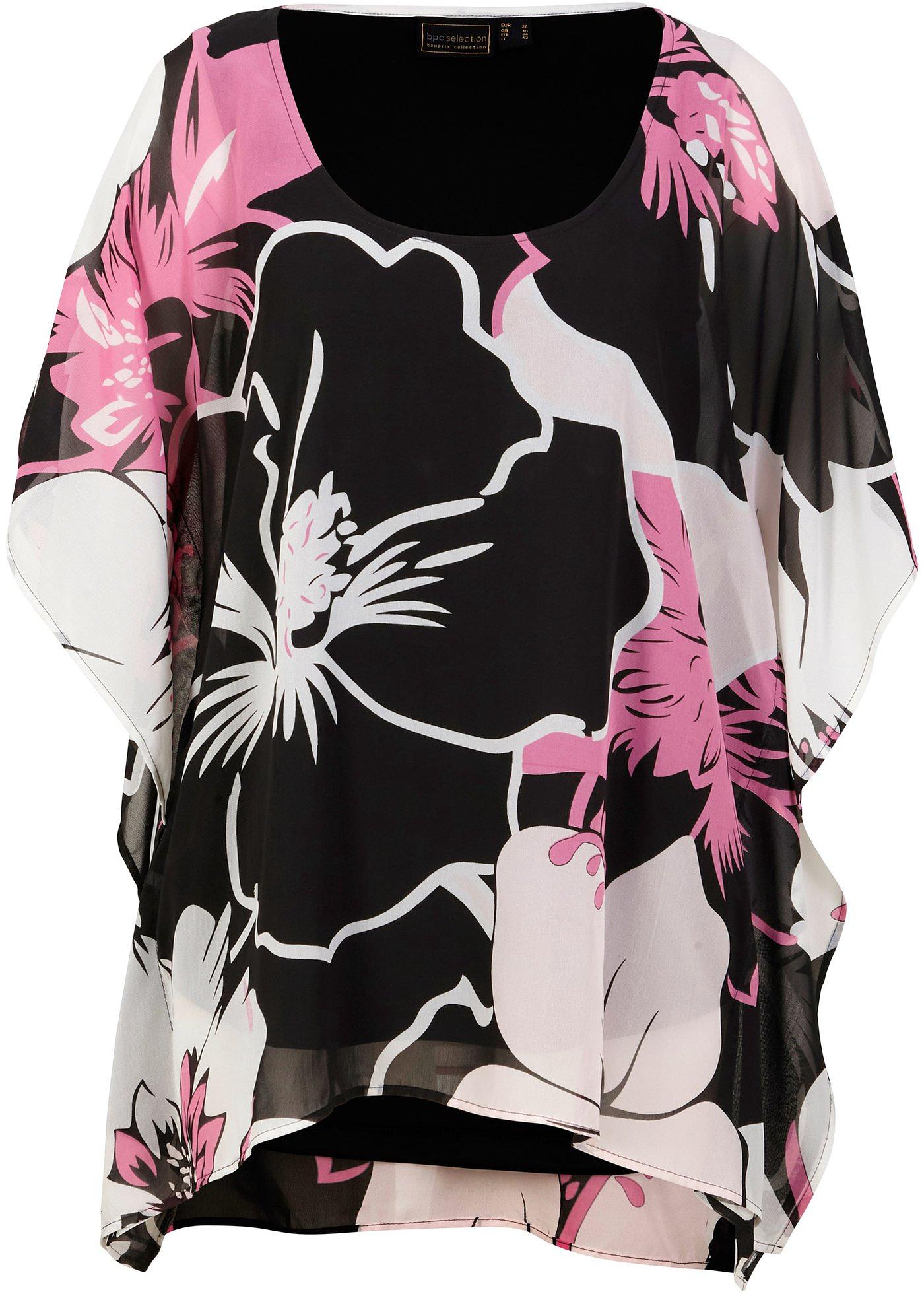 Luftige Tunika mit Musterung (95439495) in schwarz / rosa