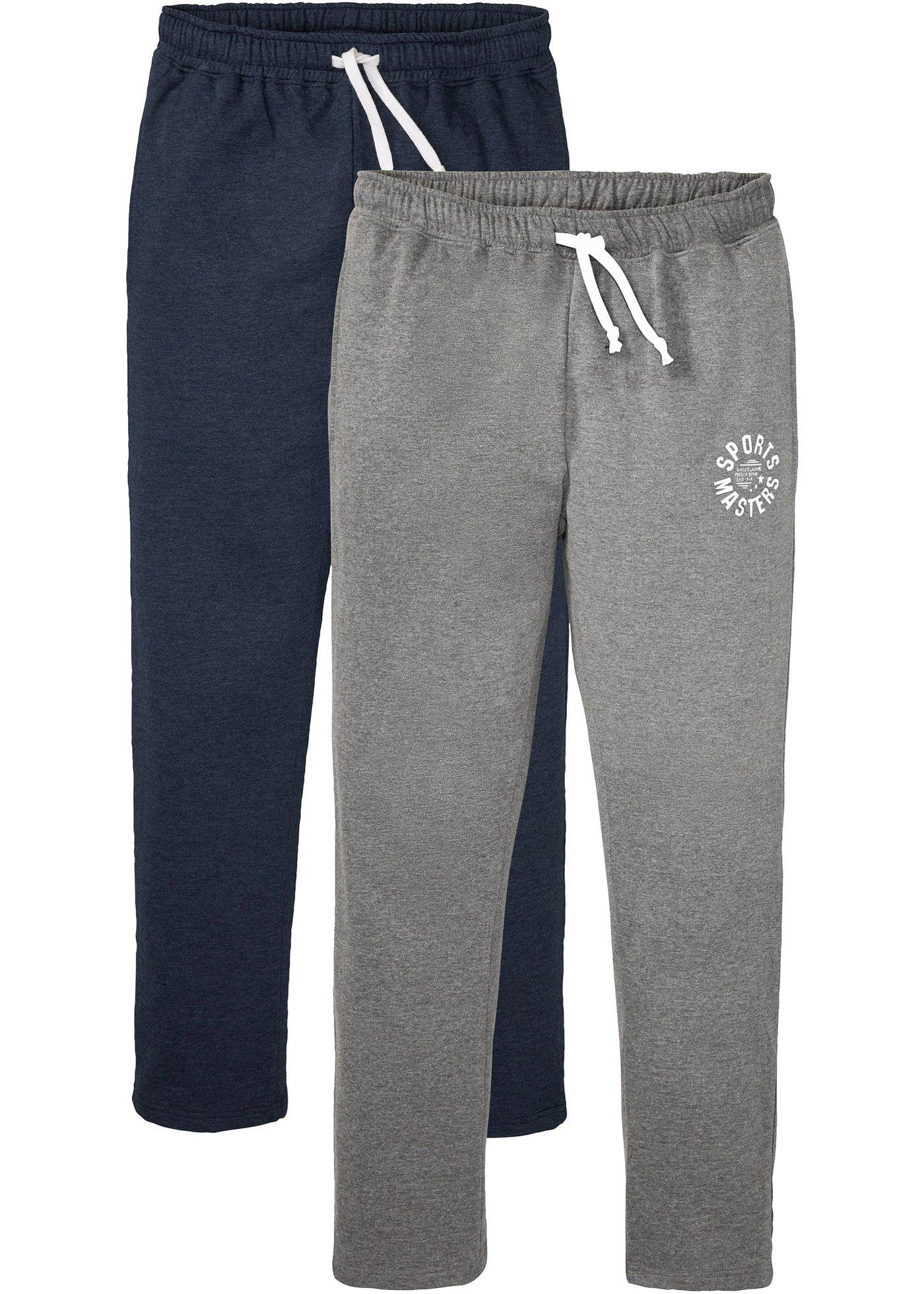 Moderne Jogginghose im 2er Pack (93738695) in dunkelblau+grau meliert bedruckt
