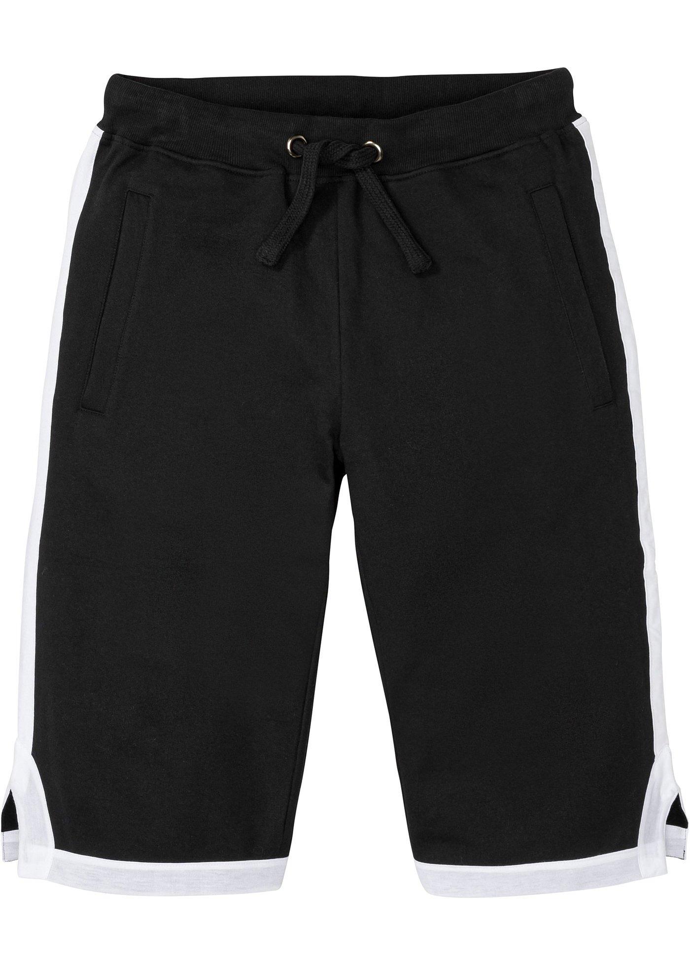 Coole Sweat-Bermuda mit Kontrast-Besatz an den Seiten. (93476281) in schwarz / weiß