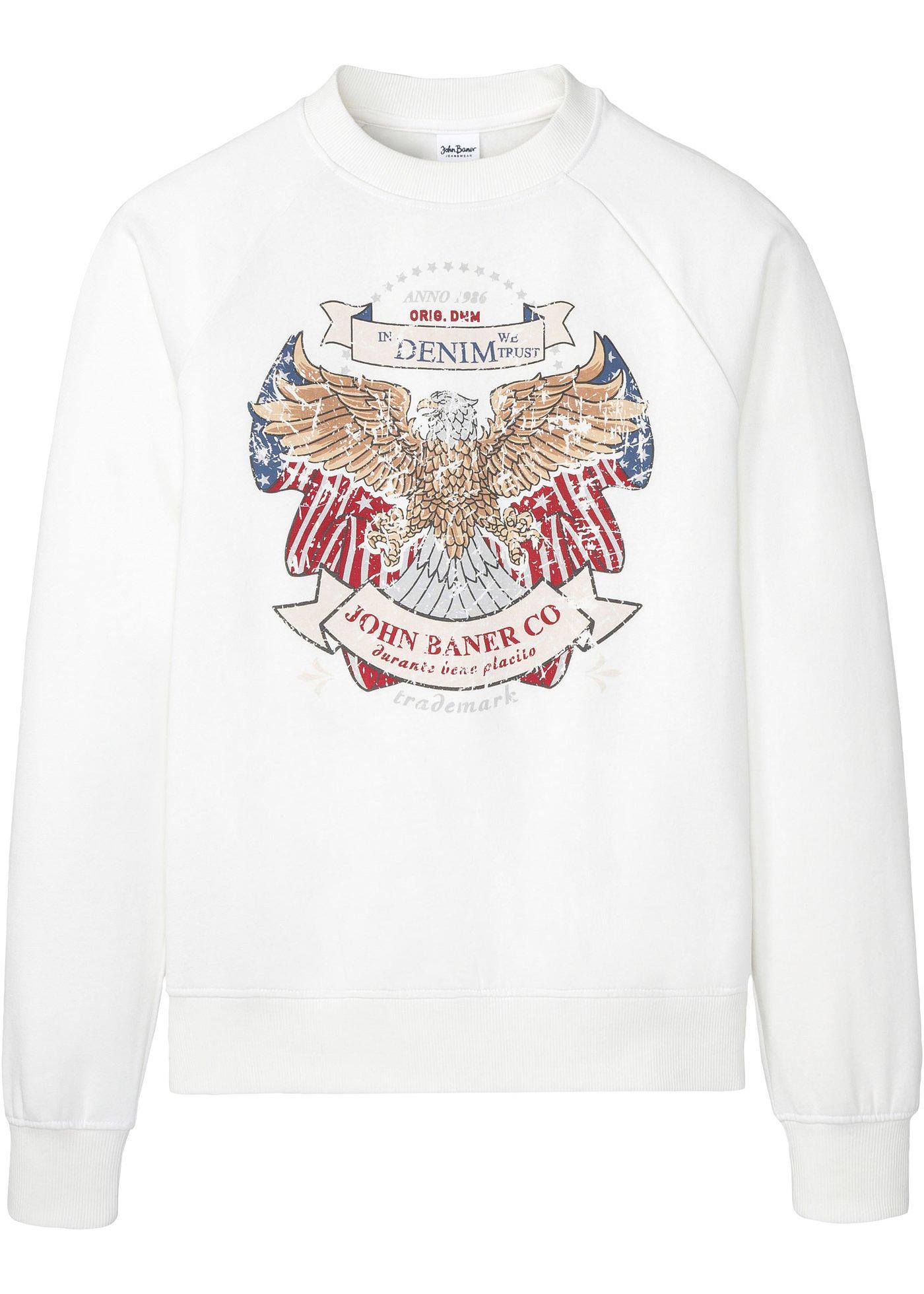 Kerniges Rundhals-Sweatshirt mit coolem Druck (95712781) in wollweiß bedruckt