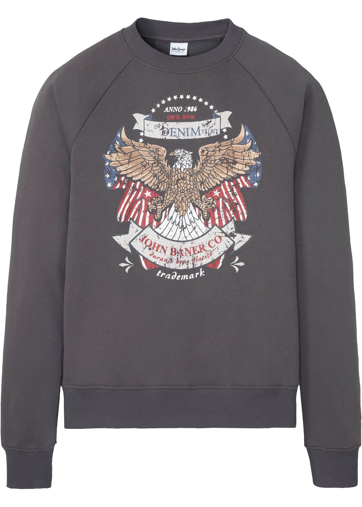 Kerniges Rundhals-Sweatshirt mit coolem Druck (95712581) in schiefergrau bedruckt