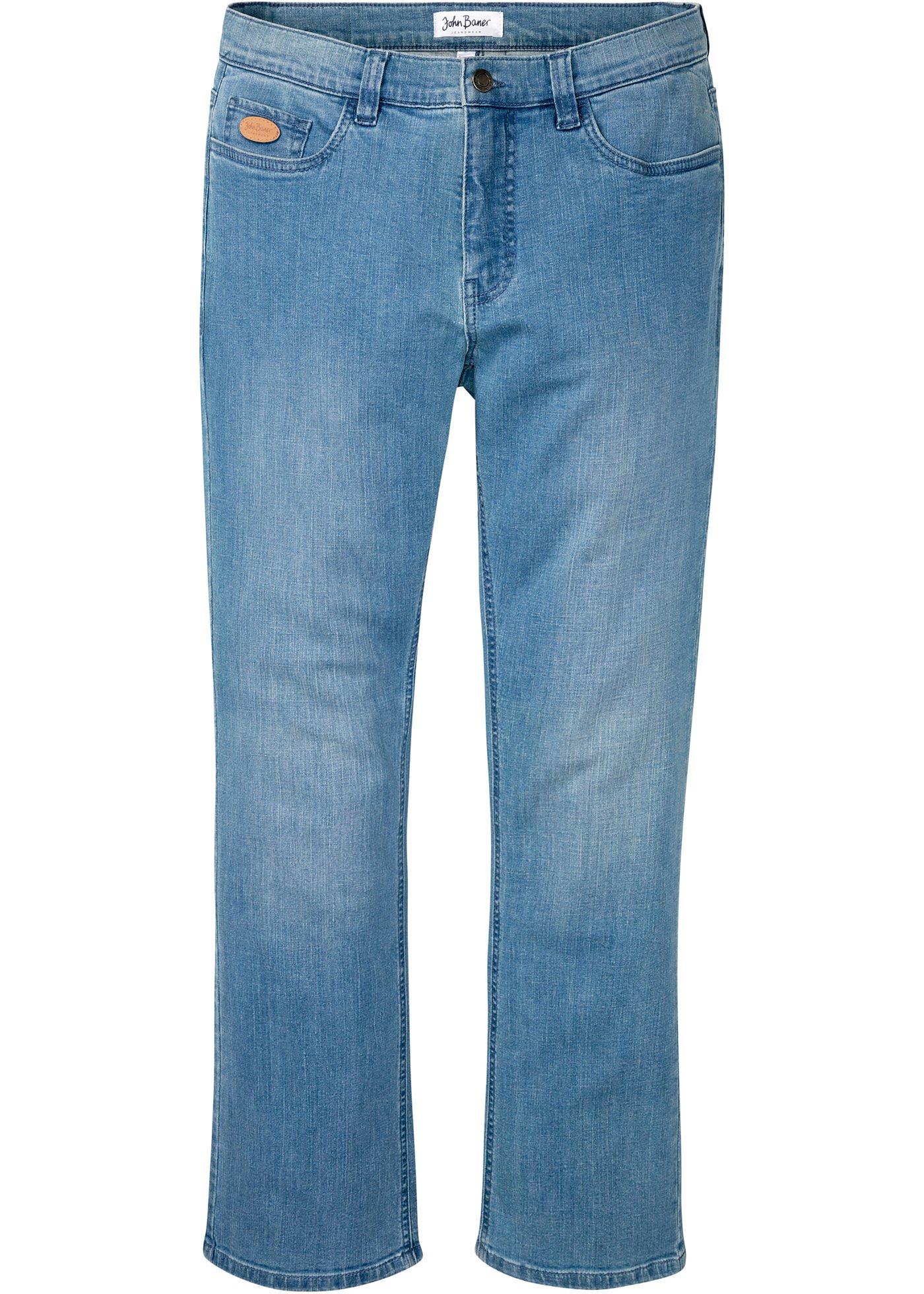 Modische Bootcut-Stretchjeans mit leichter Waschung (95068581) in hellblau denim
