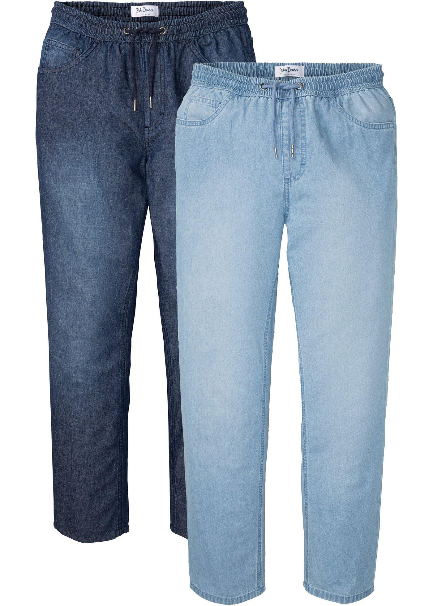 Super bequeme Schlupfjeans im 2er Pack ideal für den Sommer (95150681) in dunkelblau denim + eisblau denim
