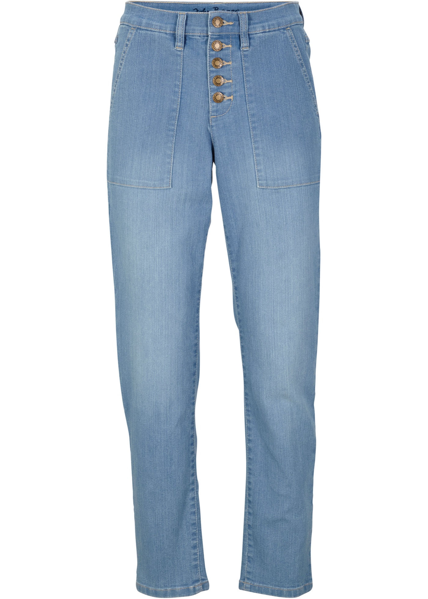 Lässige Boyfriend-Jeans mit Knopfleiste (95616081) in hellblau denim used