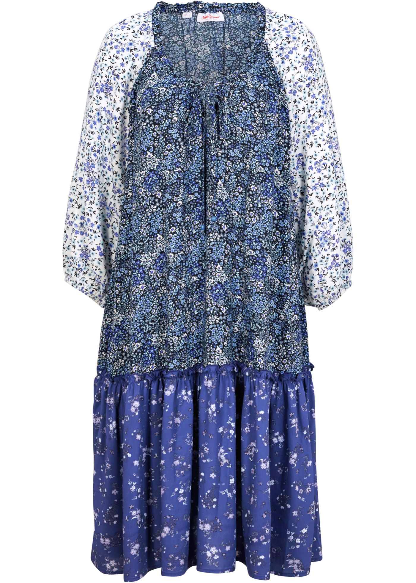 Luftiges Tunika-Kleid mit Blumenmuster und aus nachhaltiger Viskose (95745281) in edelsteinblau / mitternachtsblau / perlblau / wollweiß Paisley