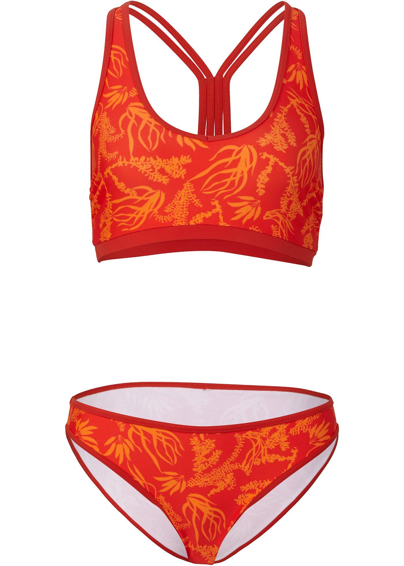 Schöner Bustier Bikini mit Ringerrücken aus nachhaltiger Badeware (90594495) in signalrot / nektarine