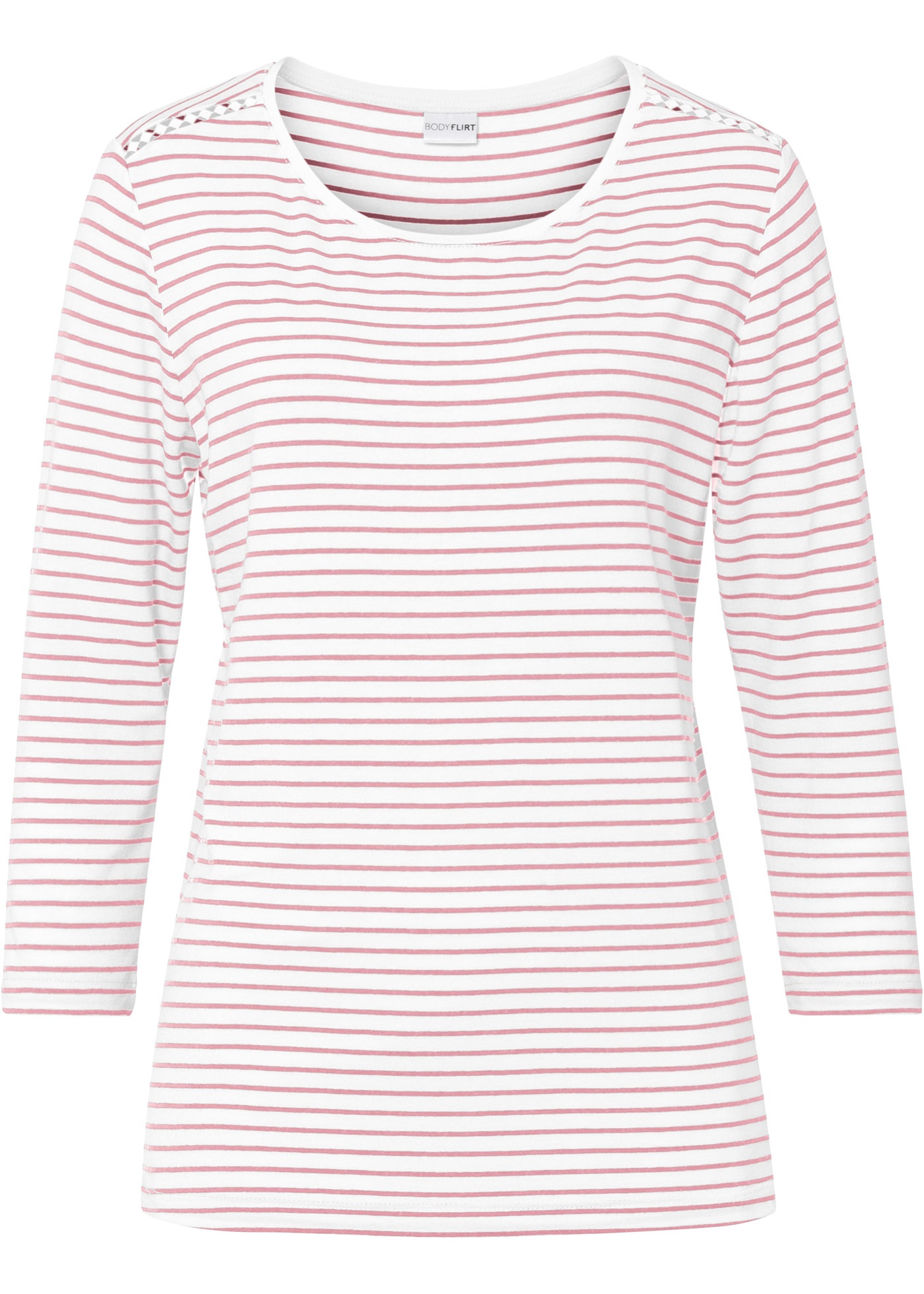 Modisches Shirt mit Streifen und verspieltem Spitzeneinsatz an der Schulter. (97985481) in vintagerosa/weiß gestreift
