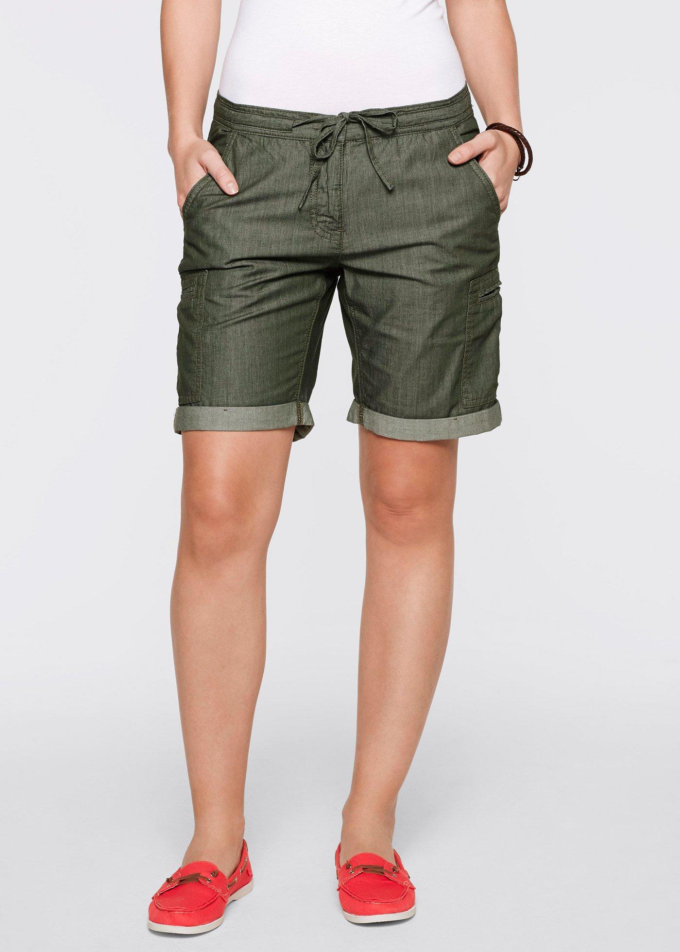 Bequeme Bermuda mit Taschendetails - dunkeloliv