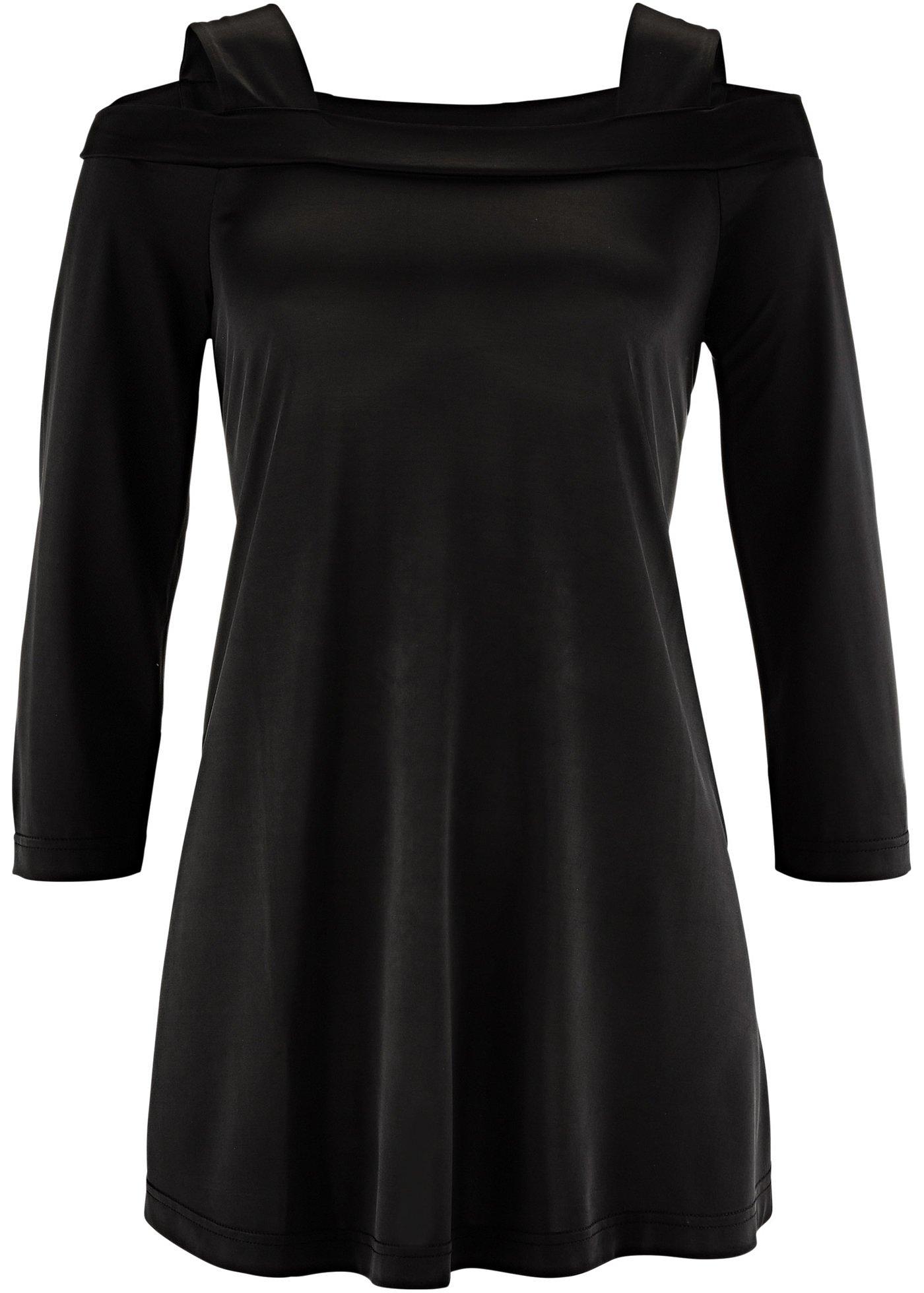 Carmen-Shirt aus hochwertigem Material mit 3/4-Ärmeln (92087695) in schwarz