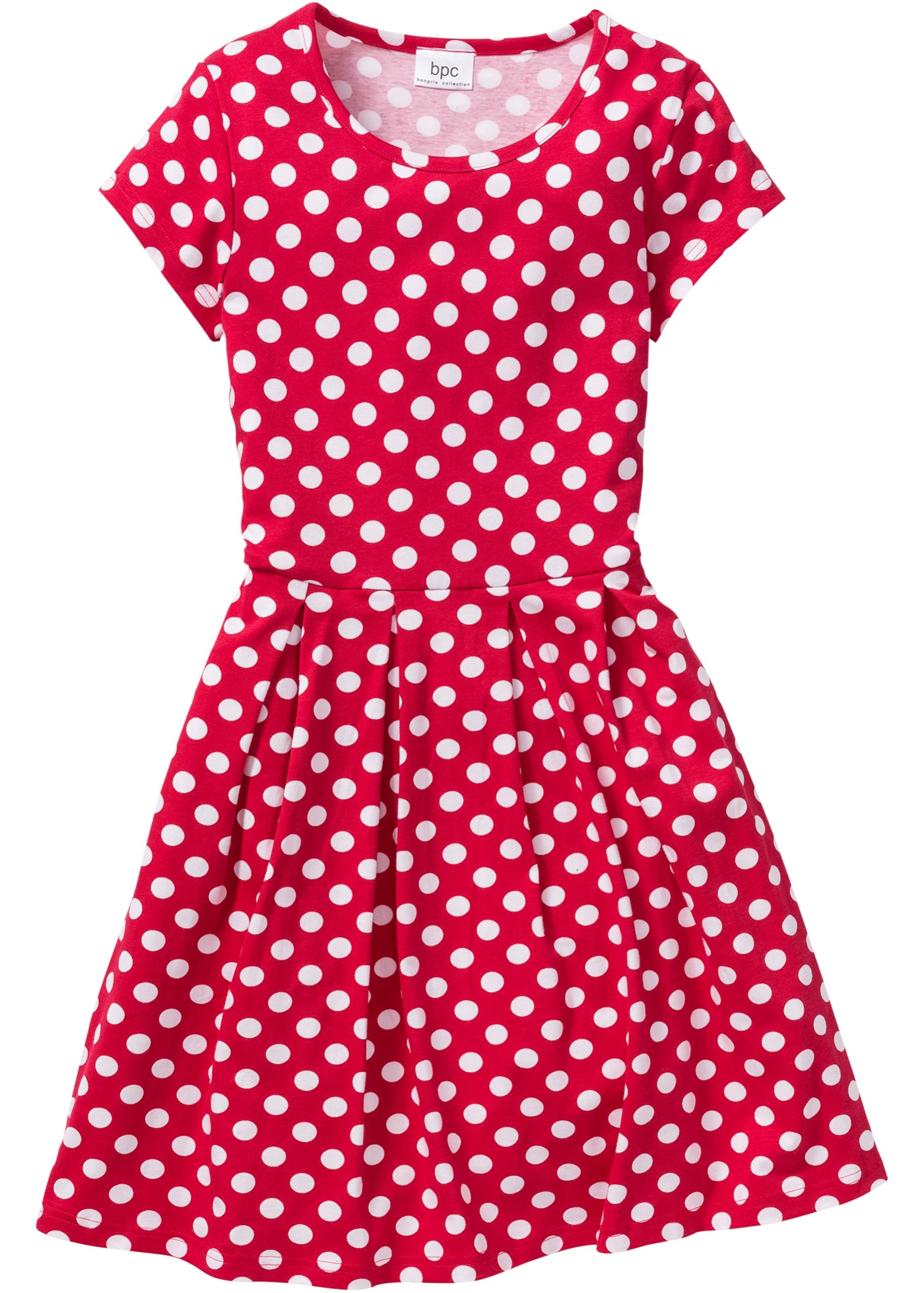 Süßes Kleid mit Rundhals-Ausschnitt (94296095) in rot/weiß gepunktet