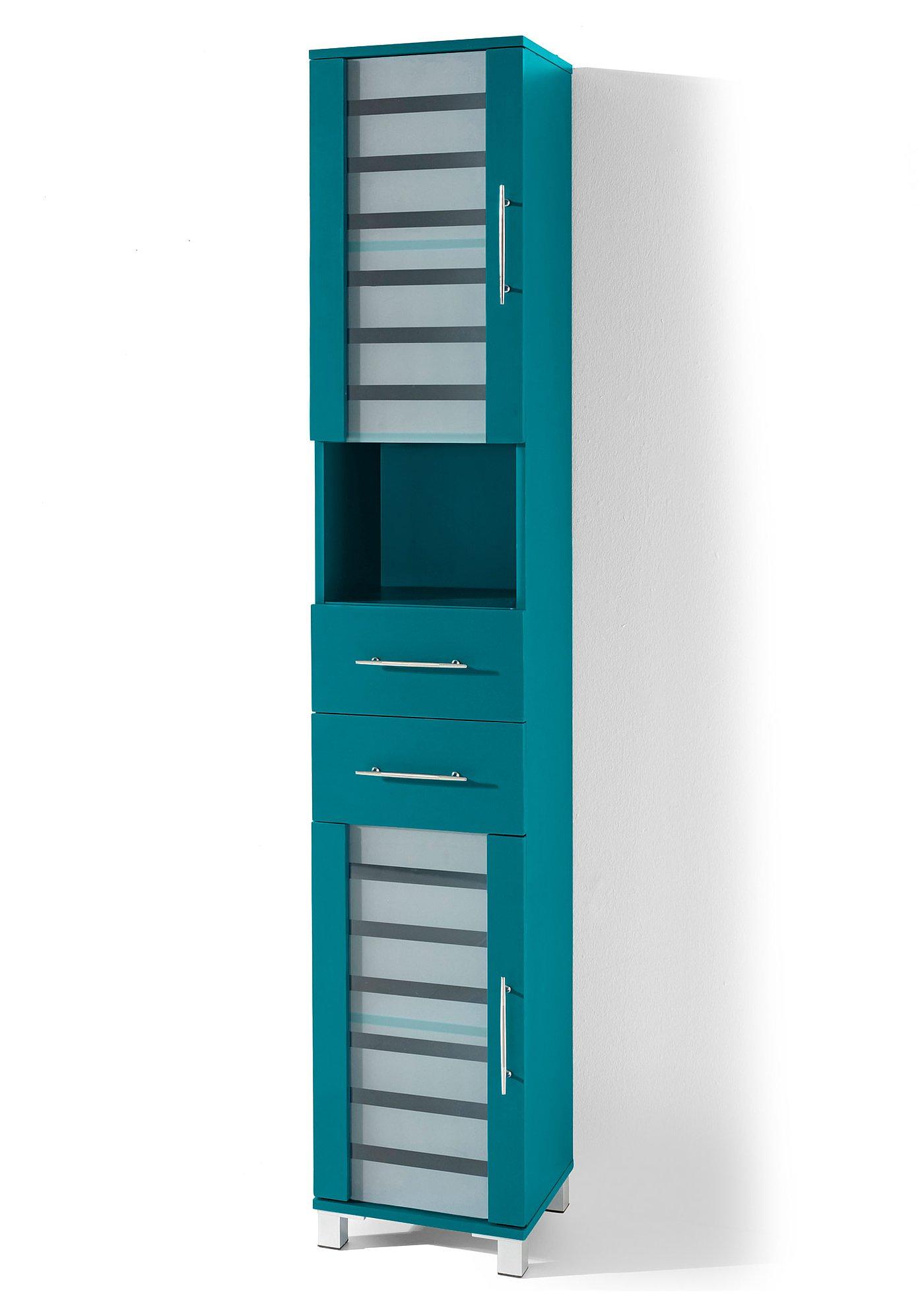Für mehr Ordnung im Bad sorgt der schmale Badezimmer Hochschrank Ted. (96493395) in petrol