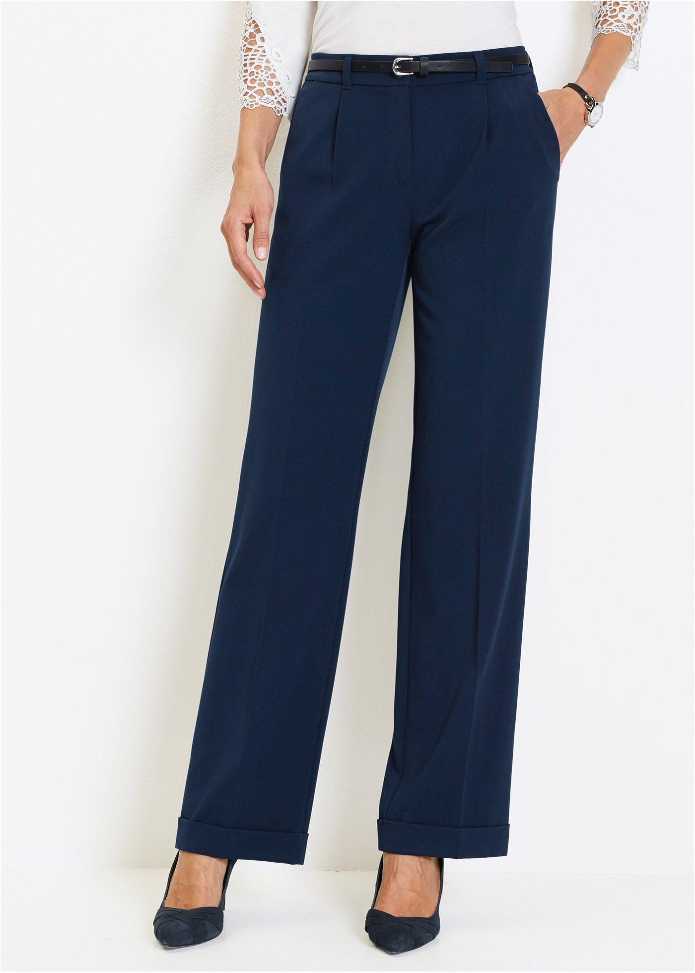 Marlene Hose Kofferstoff Punkte in Blau/Beige