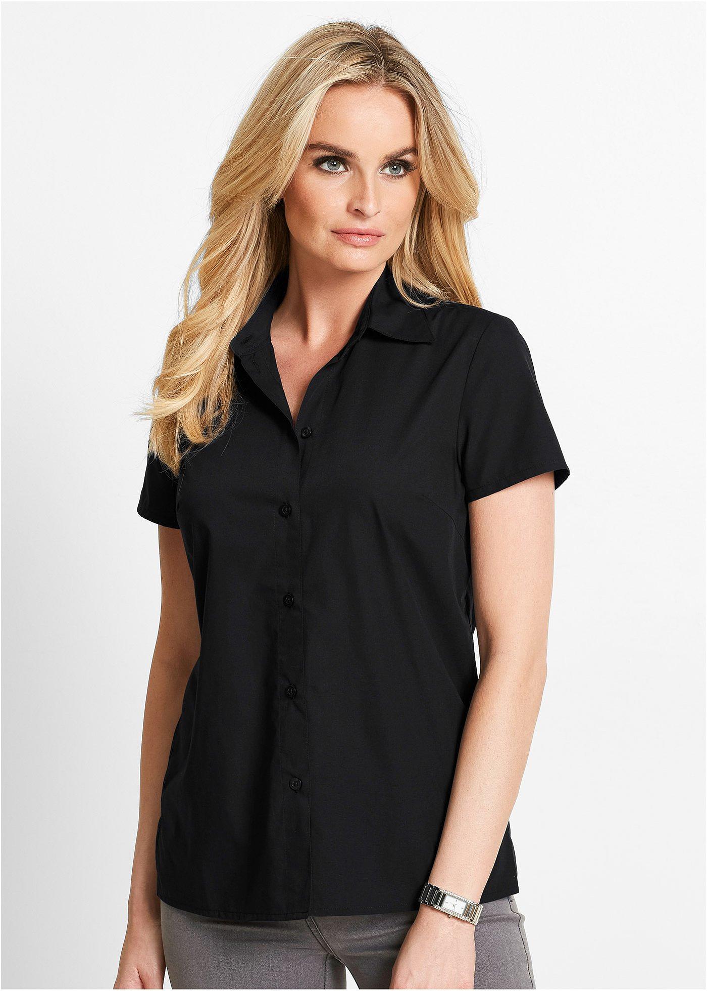 Kurzarm-Bluse Schwarz - Online Kaufen - Bonprix.at