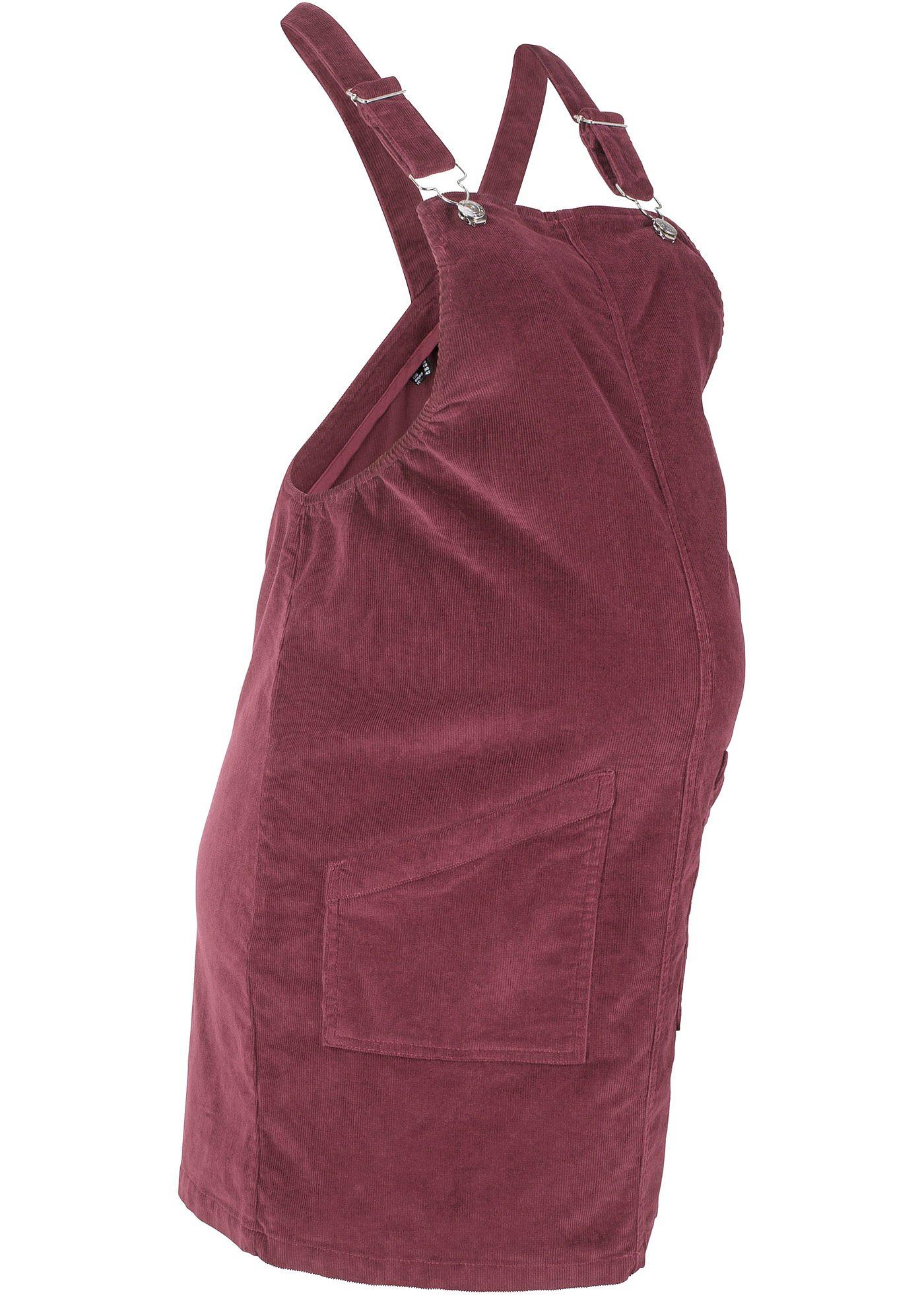 Stylishes Umstands-Latzkleid aus Cord (93168595) in ahornrot