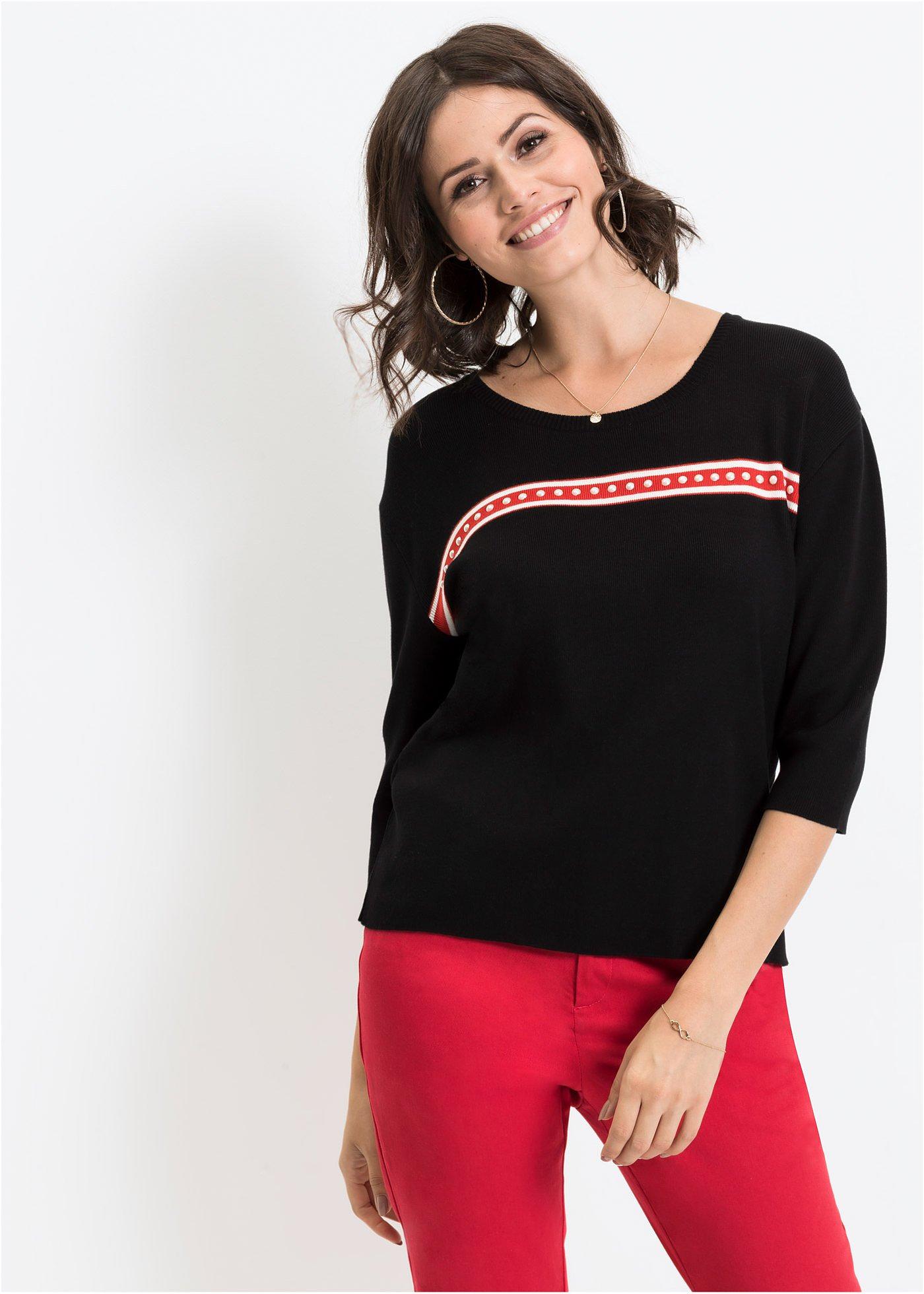 pullover schwarz perlen