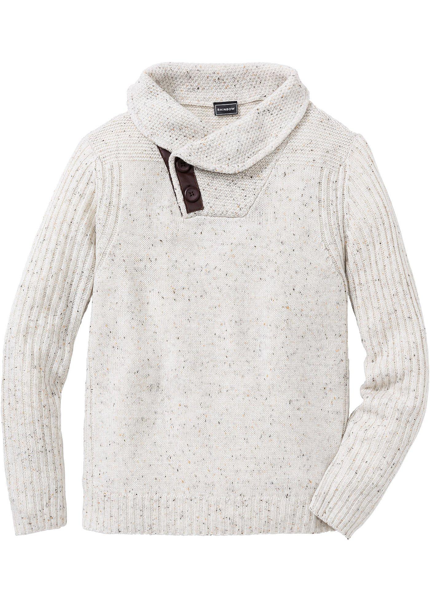 Grobstrick-Pullover mit Schalkragen