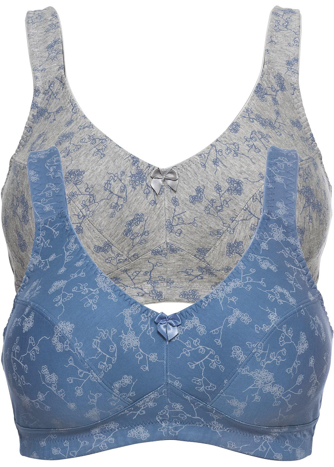 Bequemer BH mit tollem Allover-Druck (96609495) in jeansblau + graumelange geblümt