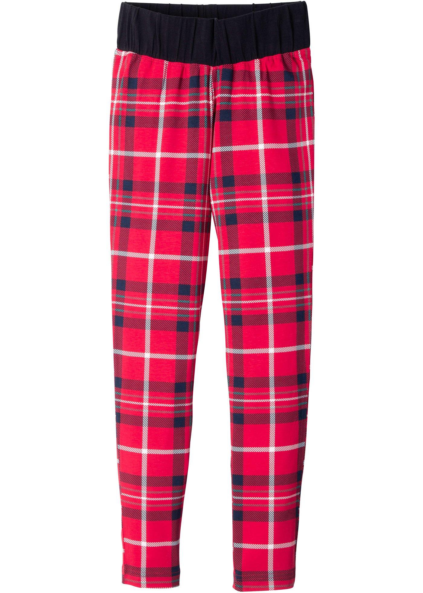 Trendige Leggings im Karomuster gestaltet mit kontrastiertem Bund (91353295) in rot kariert