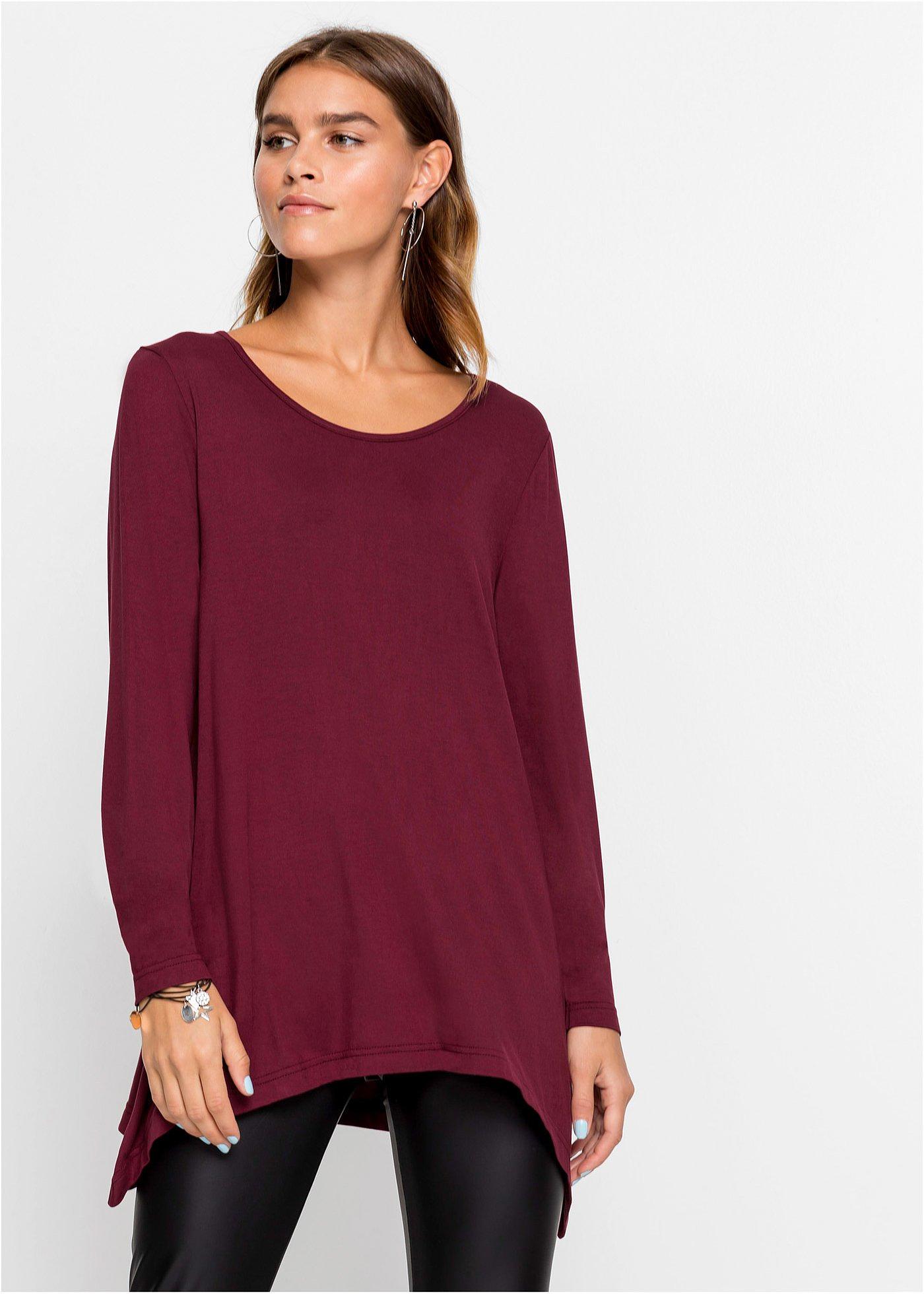 Legeres Shirt mit langen Ärmeln und Rundhalsauschnitt ahornrot