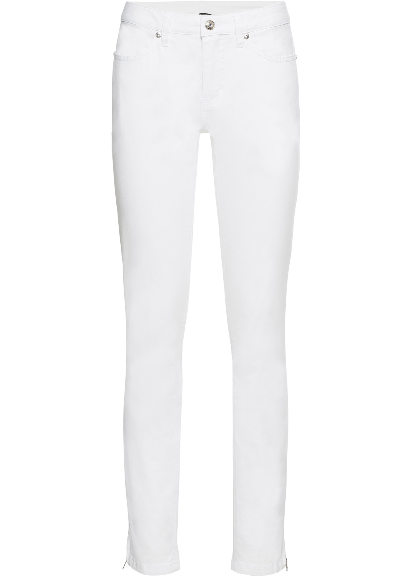 Enganliegende Stretchhose mit Zippern am Saum (93394295) in weiß